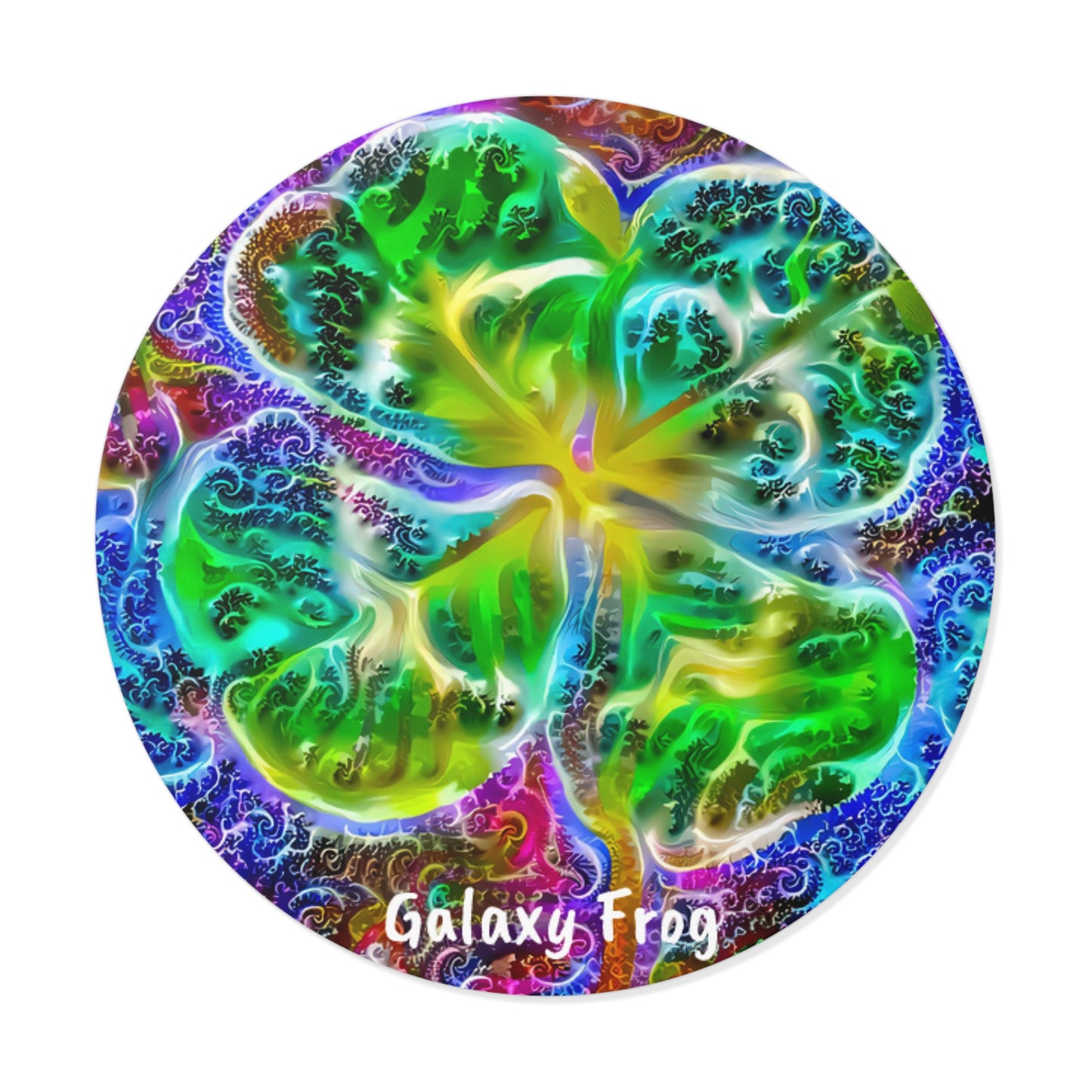 Galaxy Frog Clover Round Vinyl Stickers