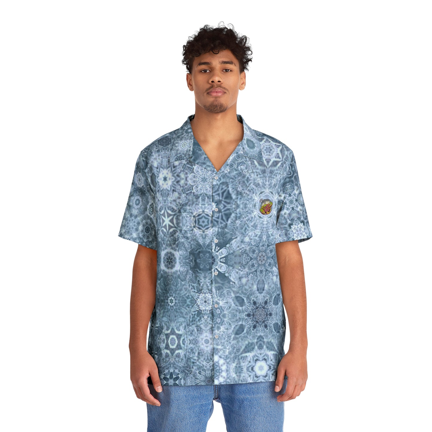 Galaxy Frog 🐸 Men's Cymatic Hawaiian Shirt (AOP) 0001