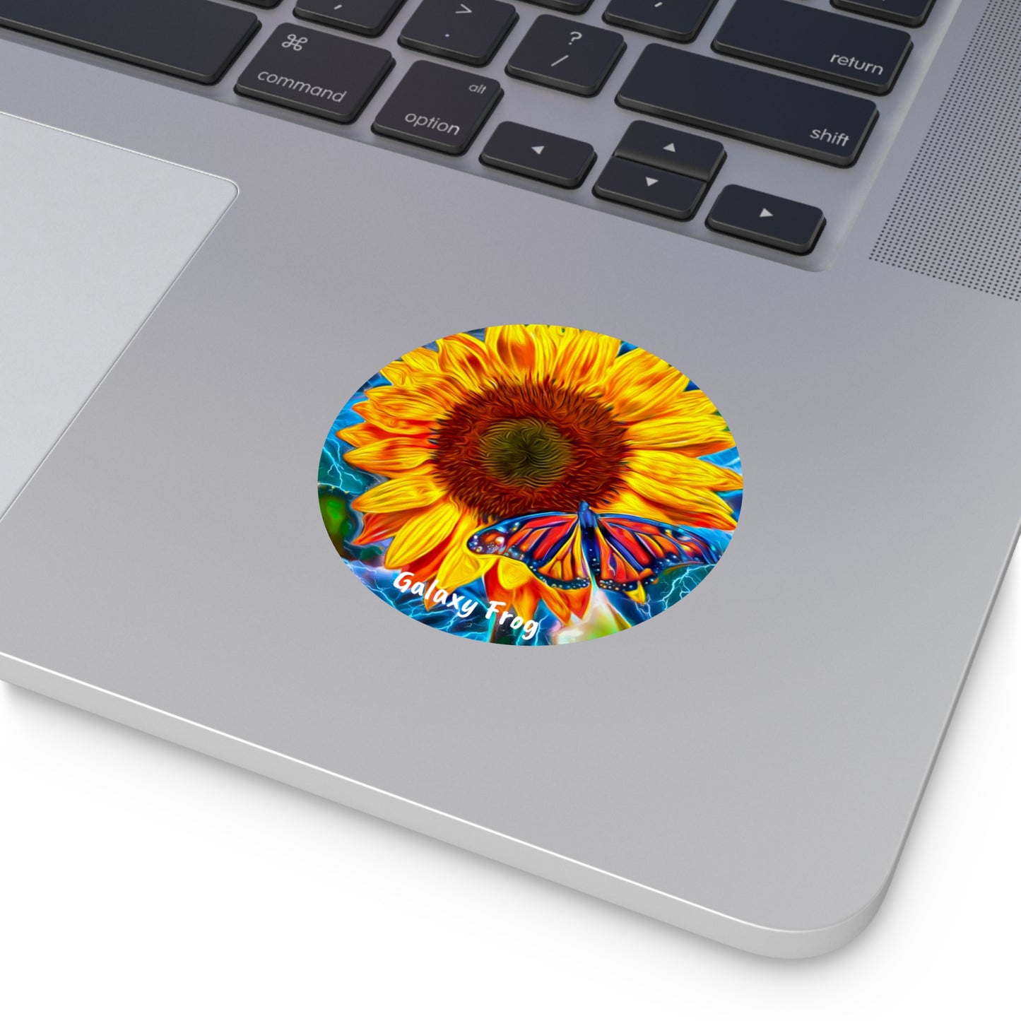 Galaxy Frog Sunflower Round Vinyl Stickers