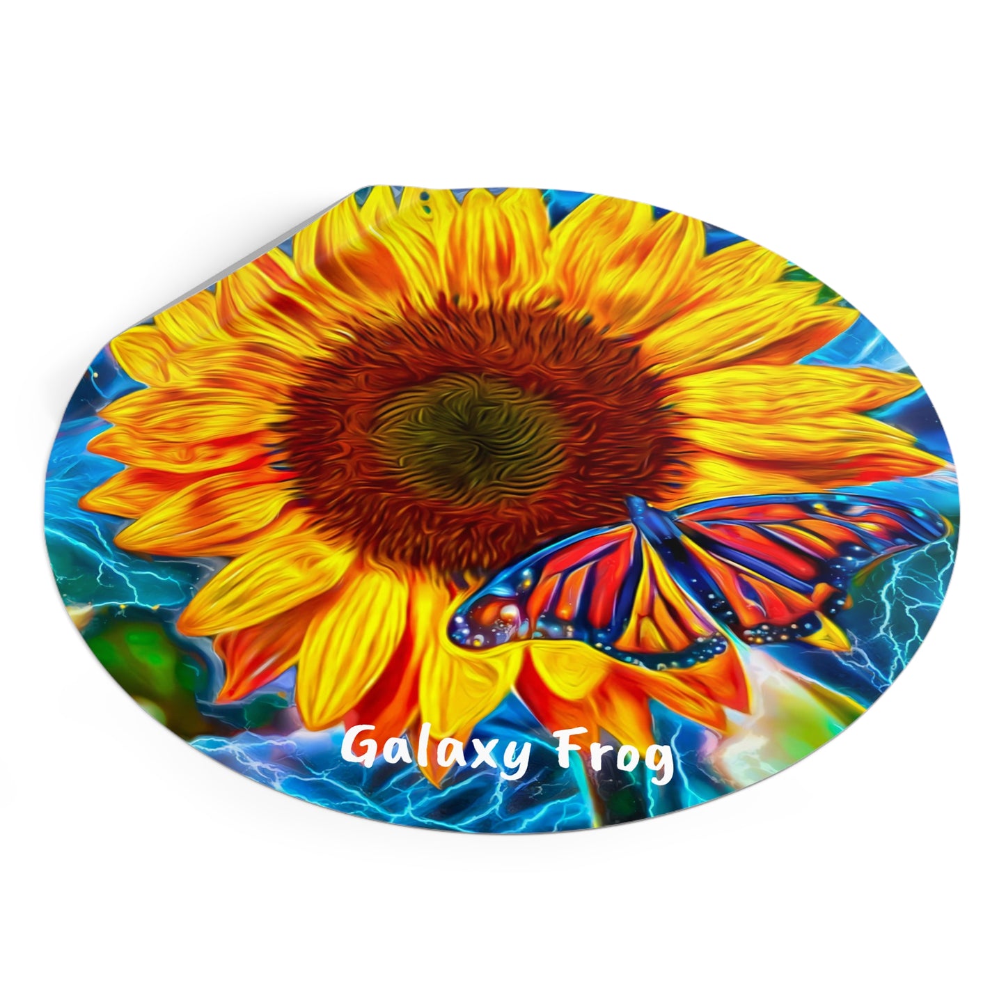 Galaxy Frog Sunflower Round Vinyl Stickers