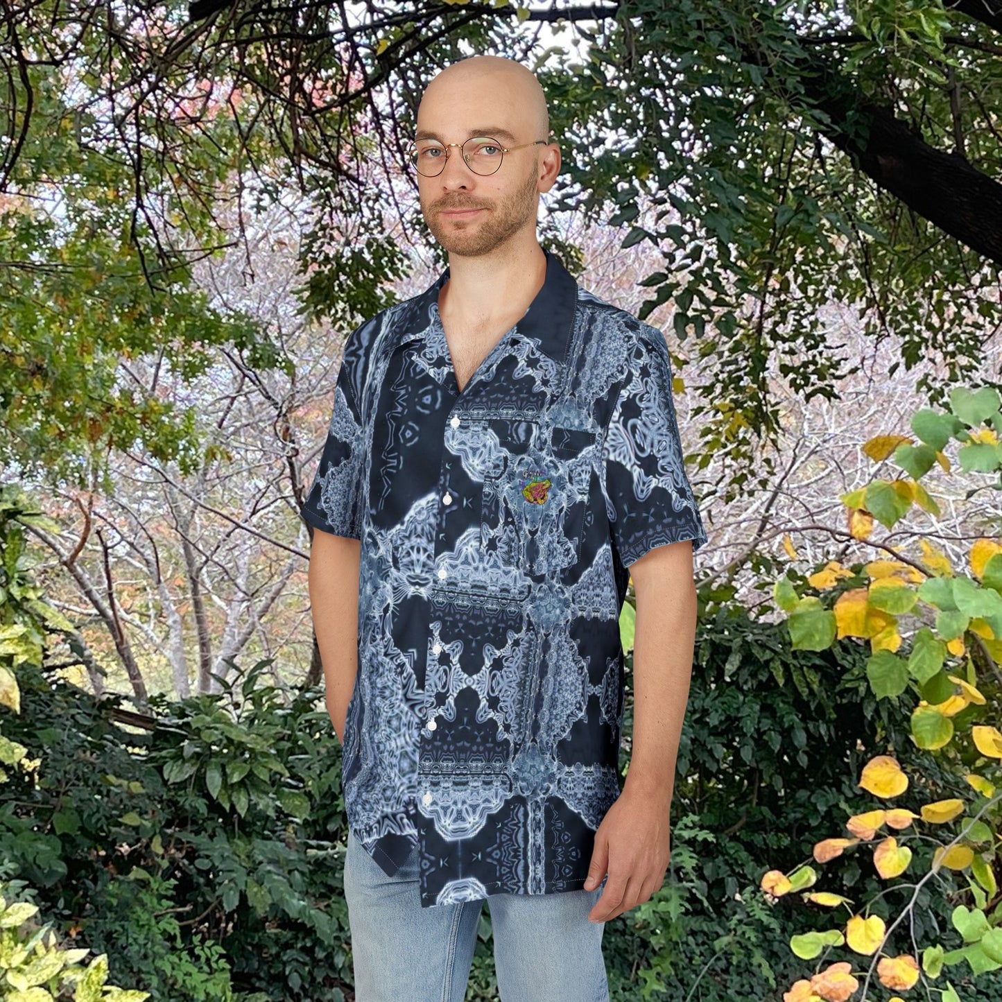 Galaxy Frog Cymatic Button-Down Shirt (AOP)