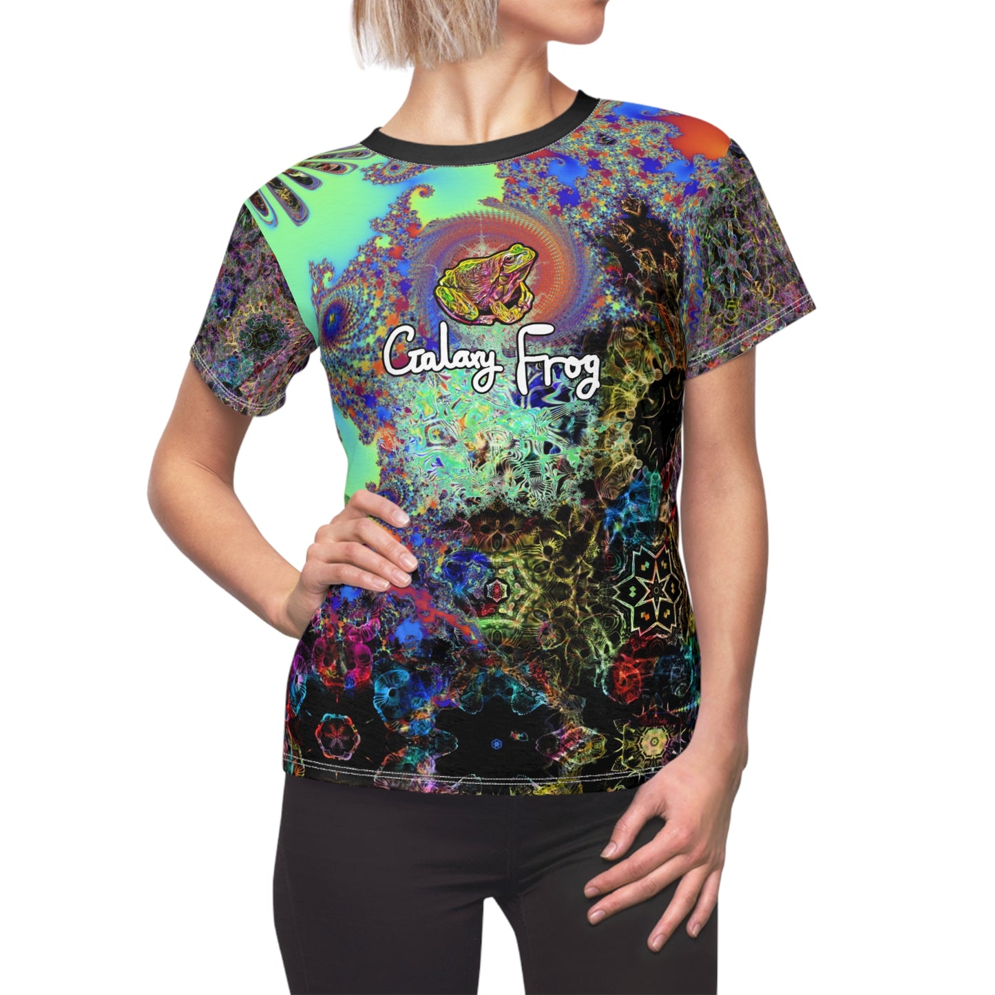 Galaxy Frog Women's psychedelic horse art and fractal Cymatics AOP Cut & Sew Tee