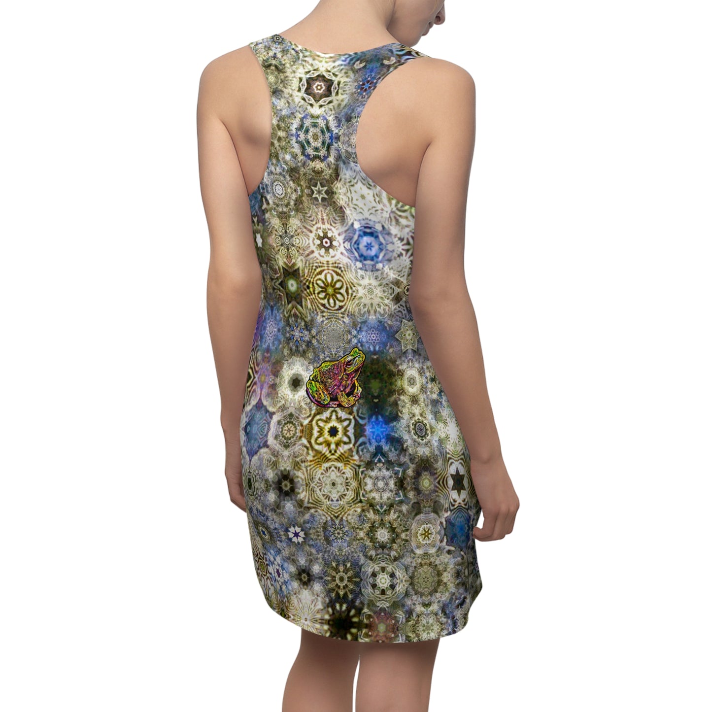 Galaxy Frog Women's Cut & Sew Racerback Cymatics Dress 0002