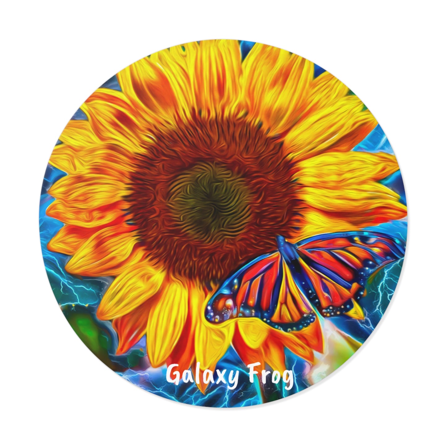 Galaxy Frog Sunflower Round Vinyl Stickers