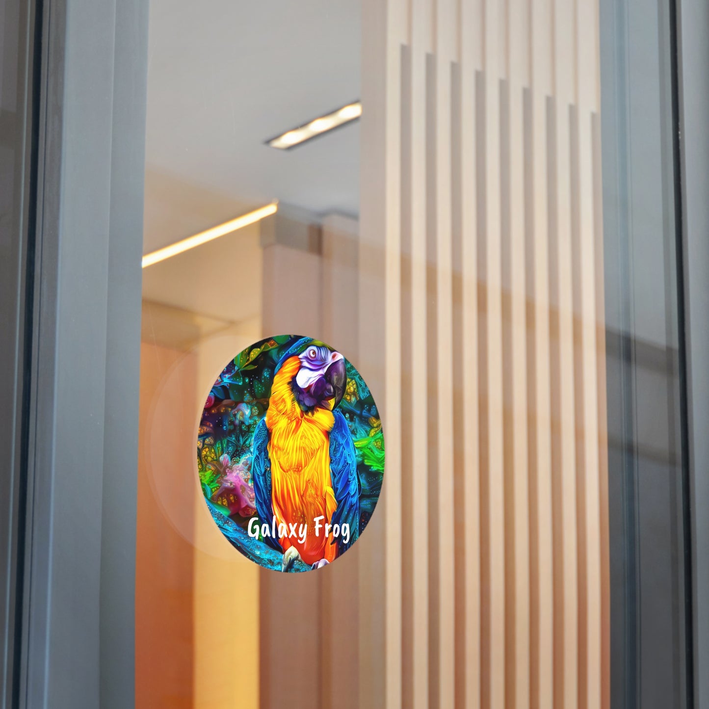 Galaxy Frog Parrot Round Vinyl Stickers