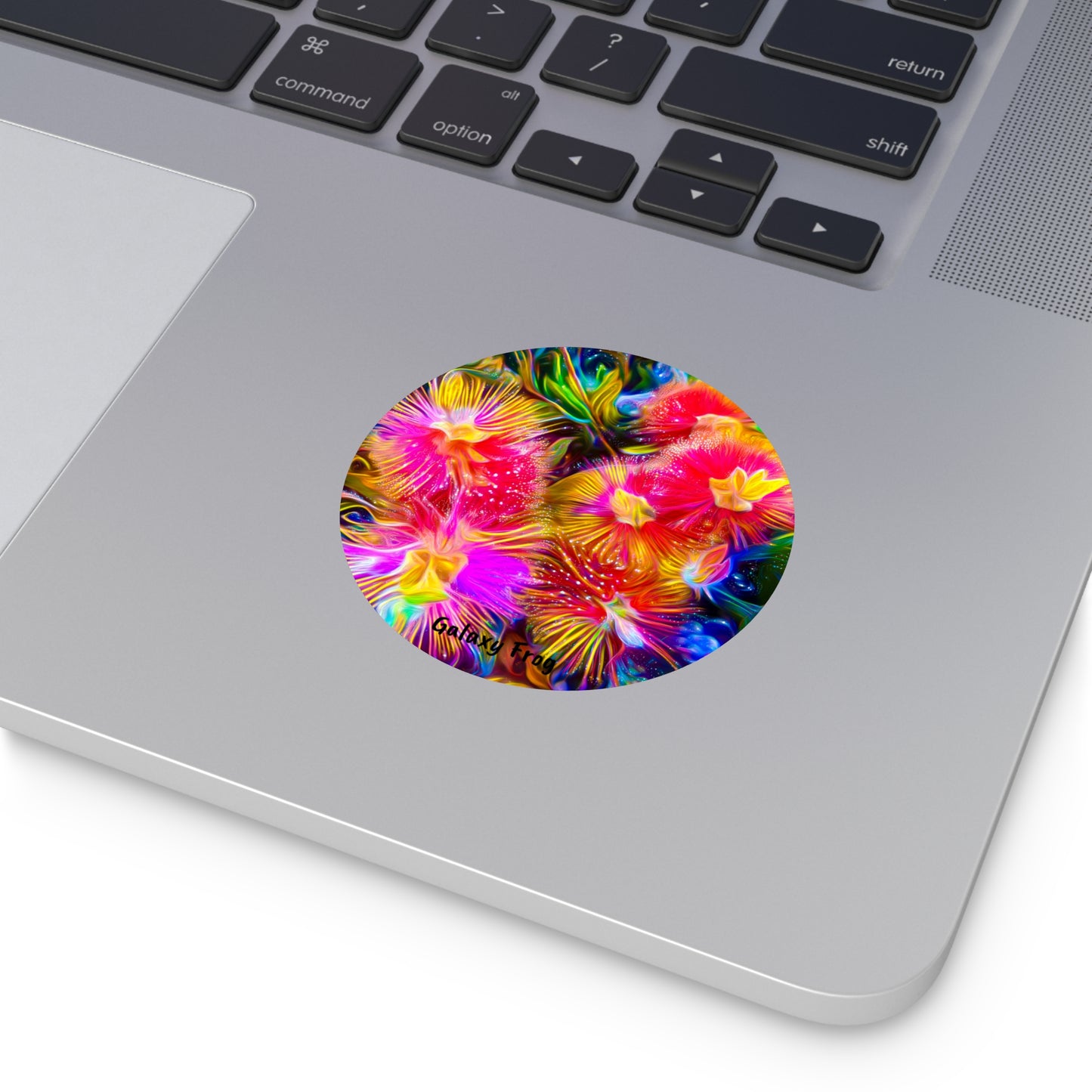 Galaxy Frog Flowers Round Vinyl Stickers