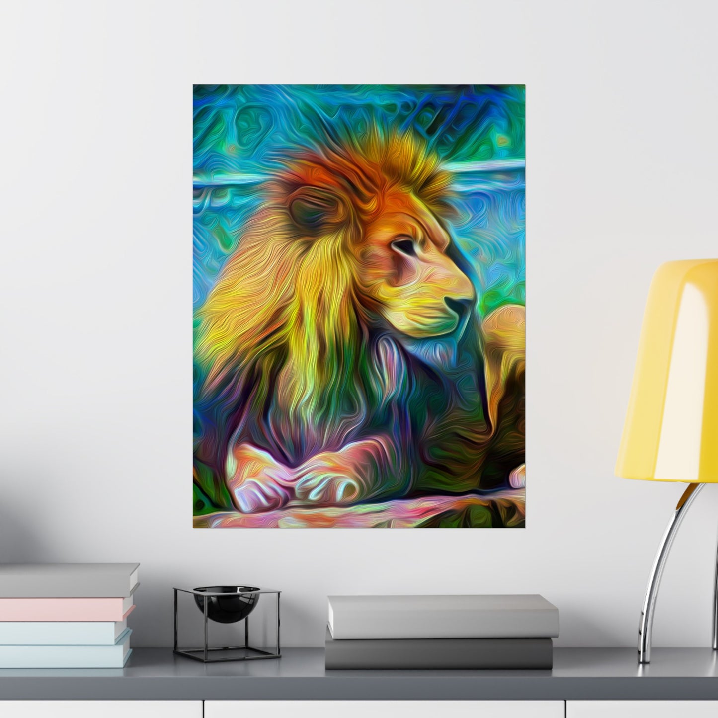 Under the Sun's Brilliant Blanket Lion Premium Matte vertical posters