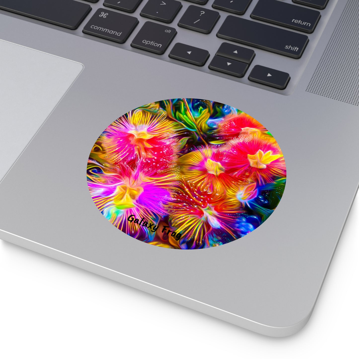 Galaxy Frog Flowers Round Vinyl Stickers