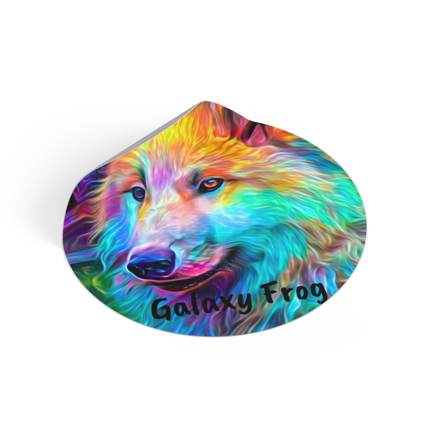 Galaxy Frog Wolf Round Vinyl Stickers