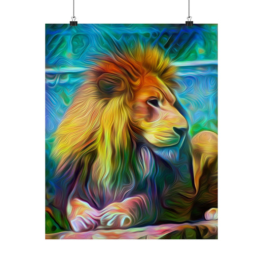 Under the Sun's Brilliant Blanket Lion Premium Matte vertical posters