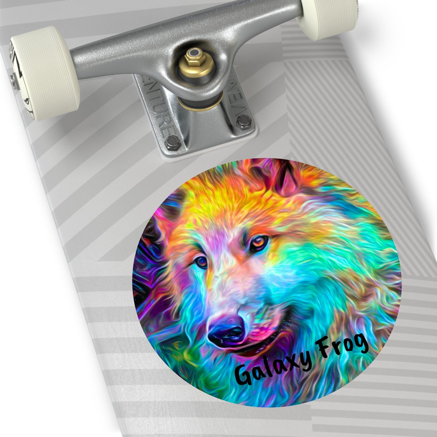 Galaxy Frog Wolf Round Vinyl Stickers