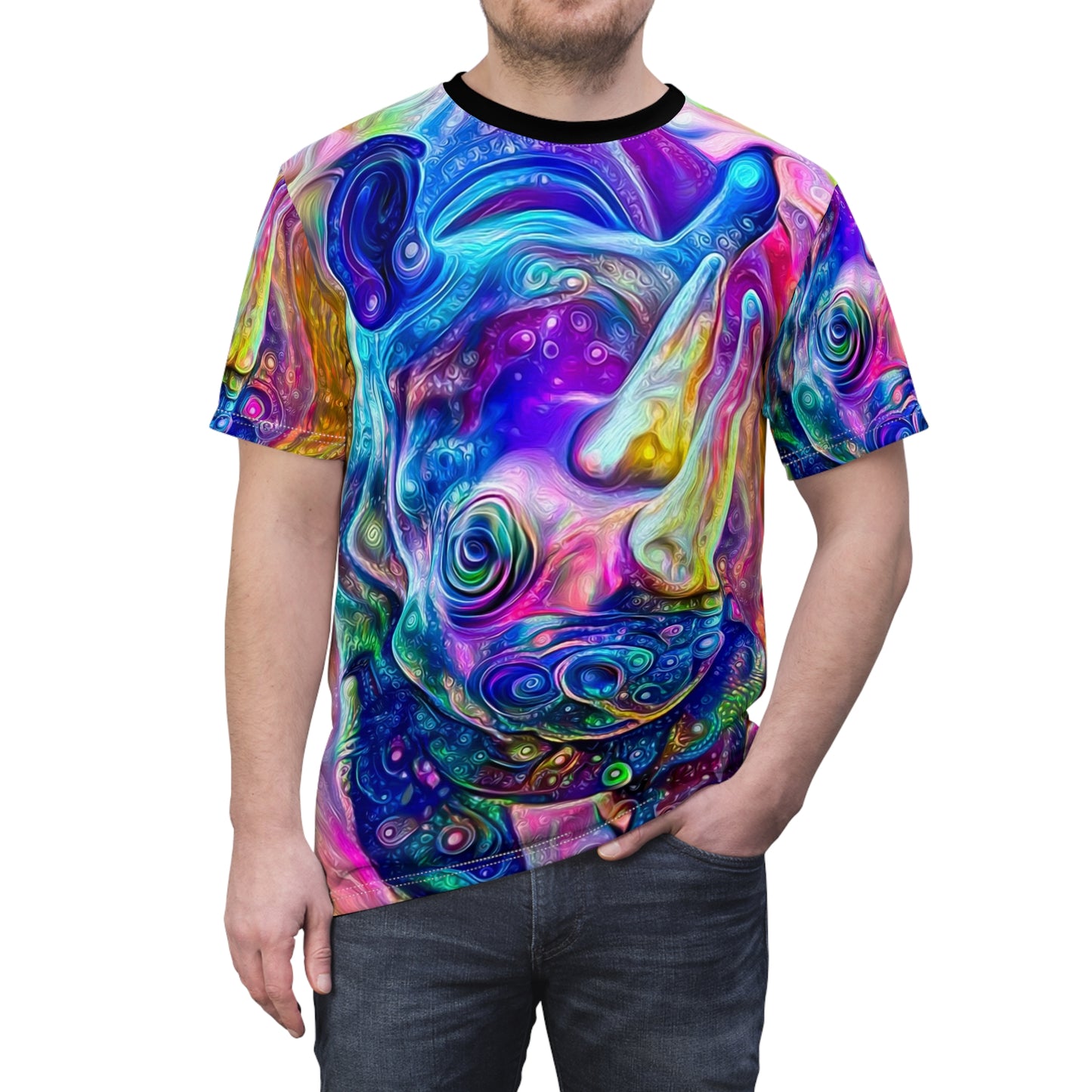 Rad Rainbow Rhino Unisex AOP Cut & Sew Tee