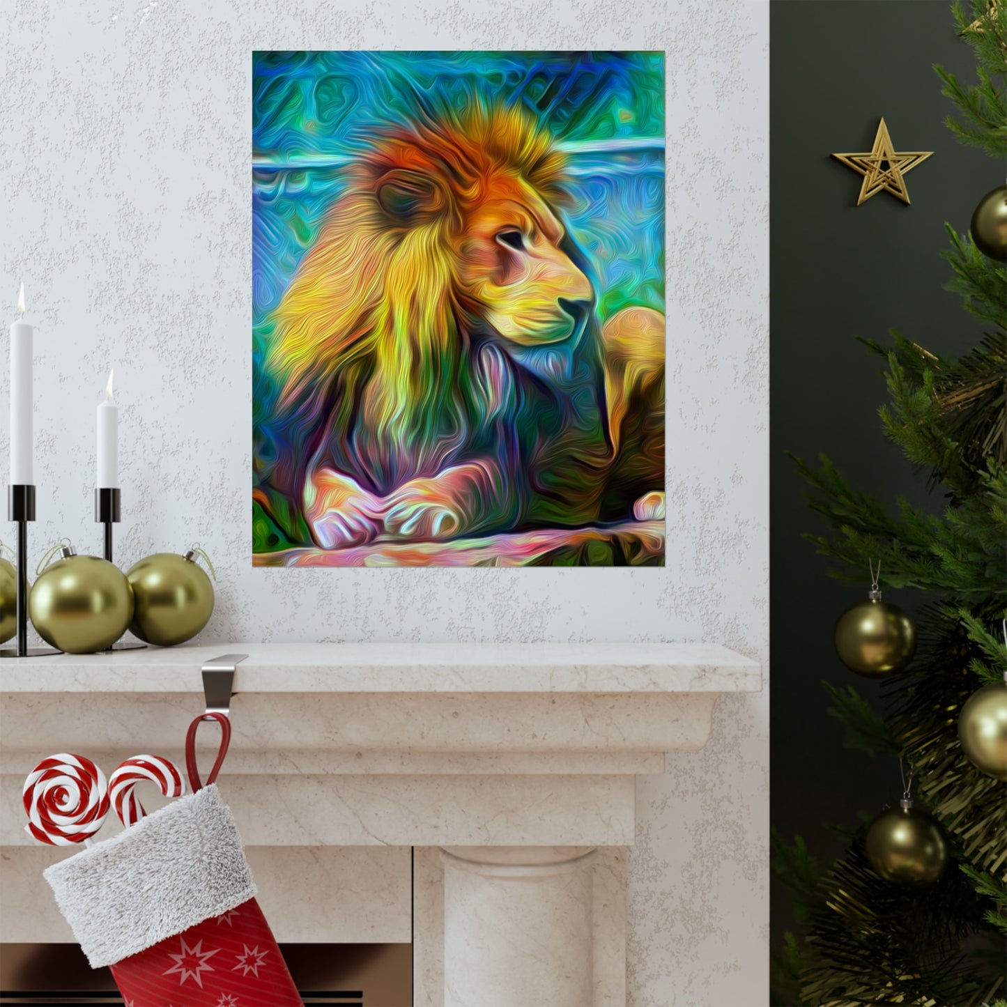 Under the Sun's Brilliant Blanket Lion Premium Matte vertical posters