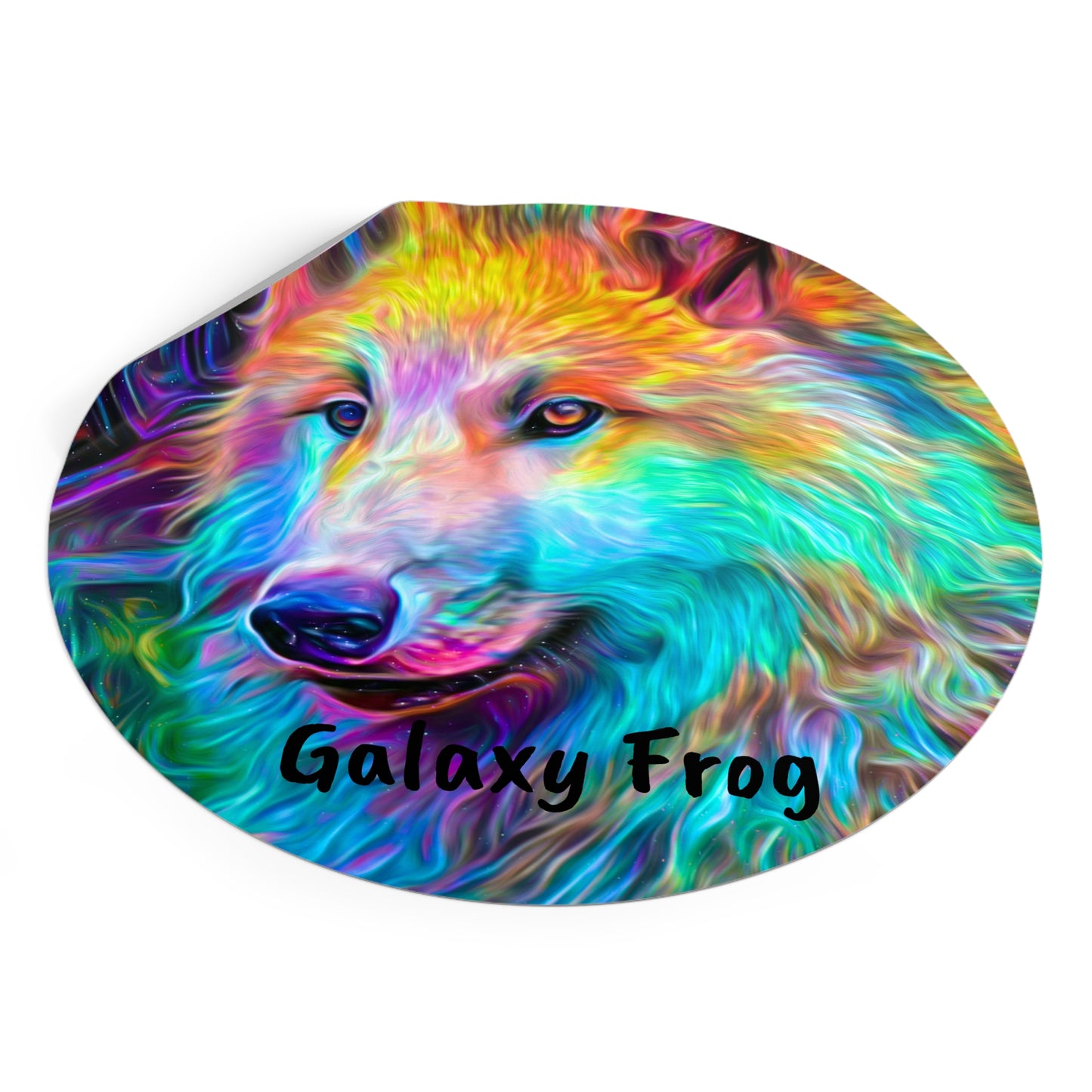 Galaxy Frog Wolf Round Vinyl Stickers