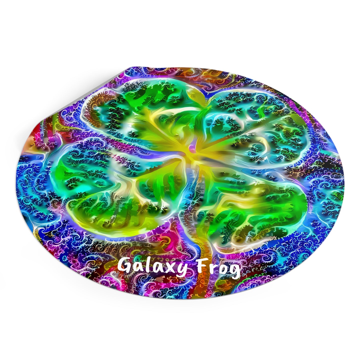 Galaxy Frog Clover Round Vinyl Stickers