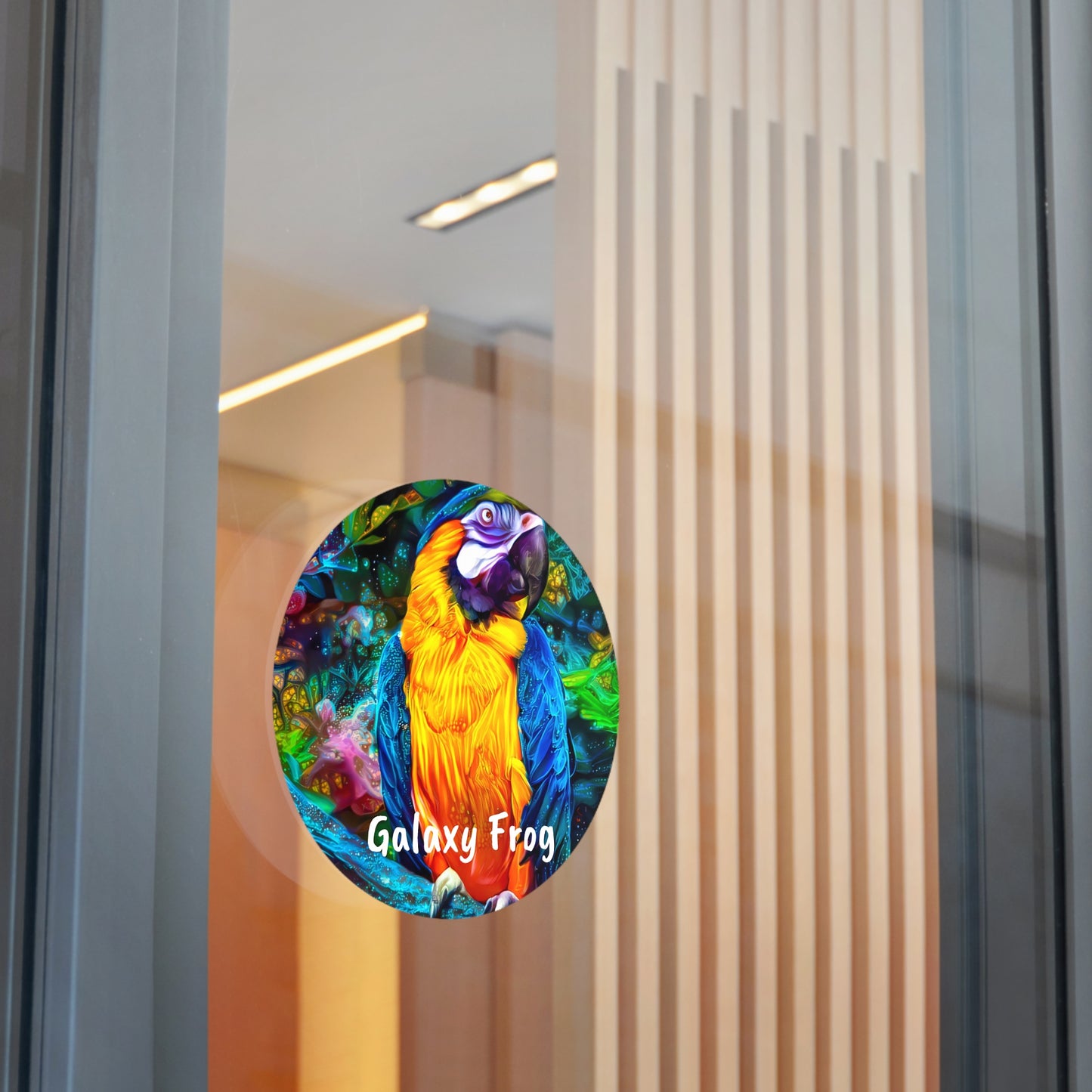 Galaxy Frog Parrot Round Vinyl Stickers