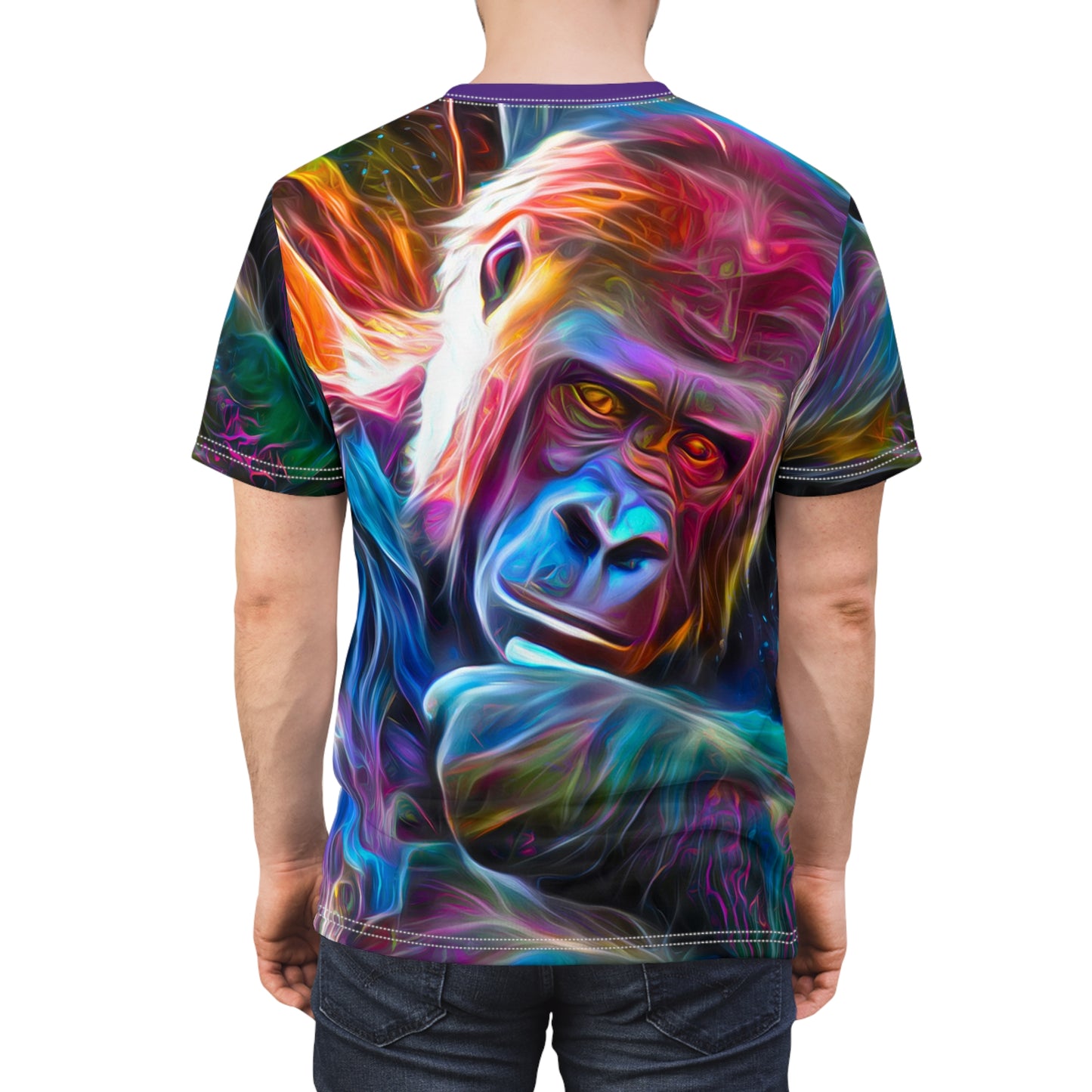 Neon Sunset Gorilla Unisex AOP Cut & Sew Tee