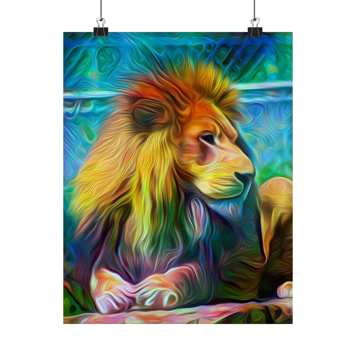 Under the Sun's Brilliant Blanket Lion Premium Matte vertical posters