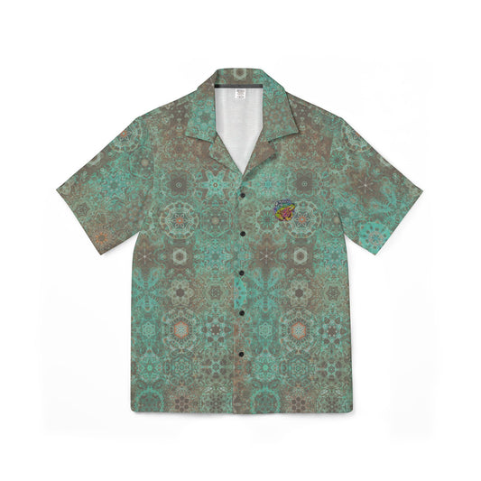 Galaxy Frog Cymatics Kaleidoscape Button Down Shirt (AOP)