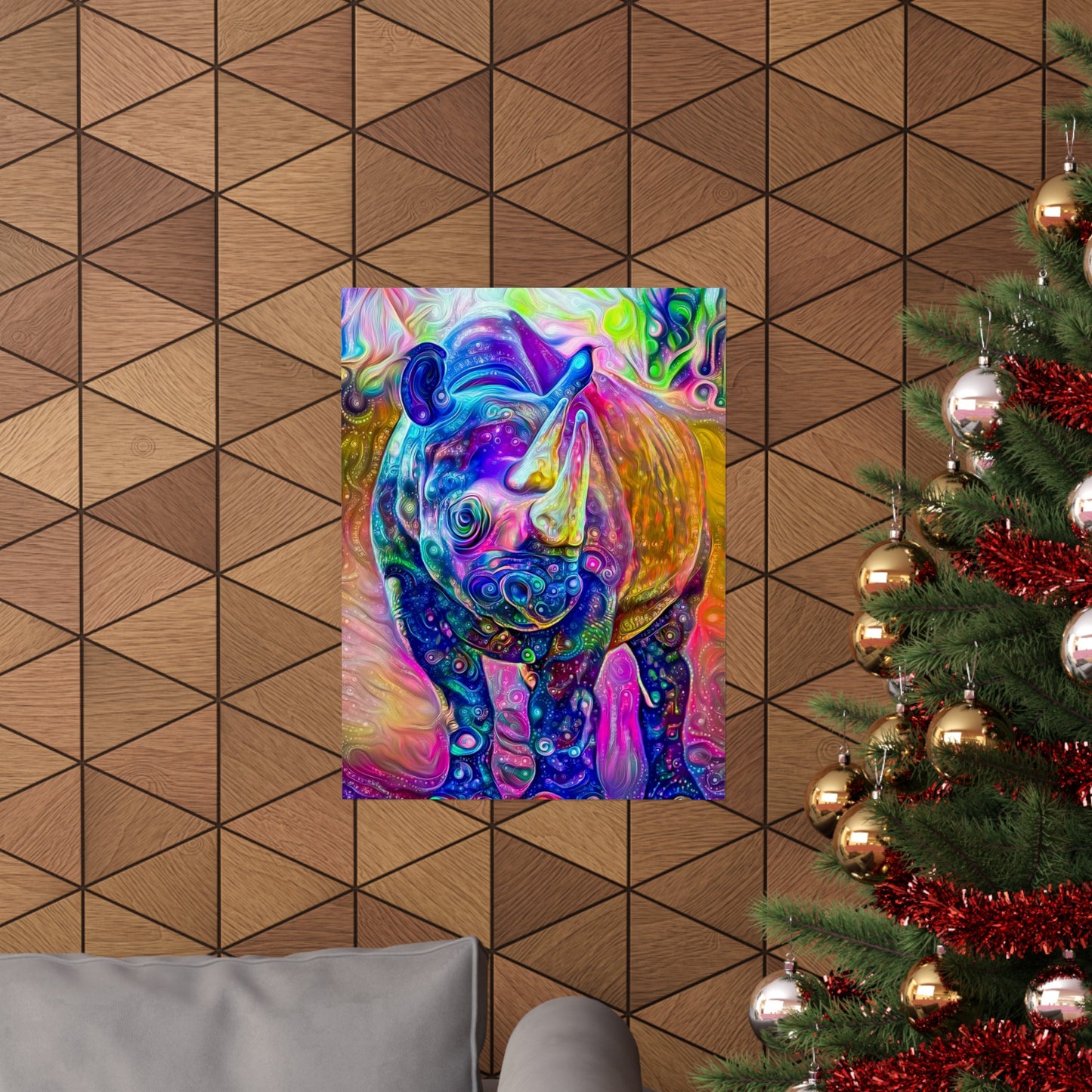 Rad Rainbow Rhino Premium Matte vertical posters