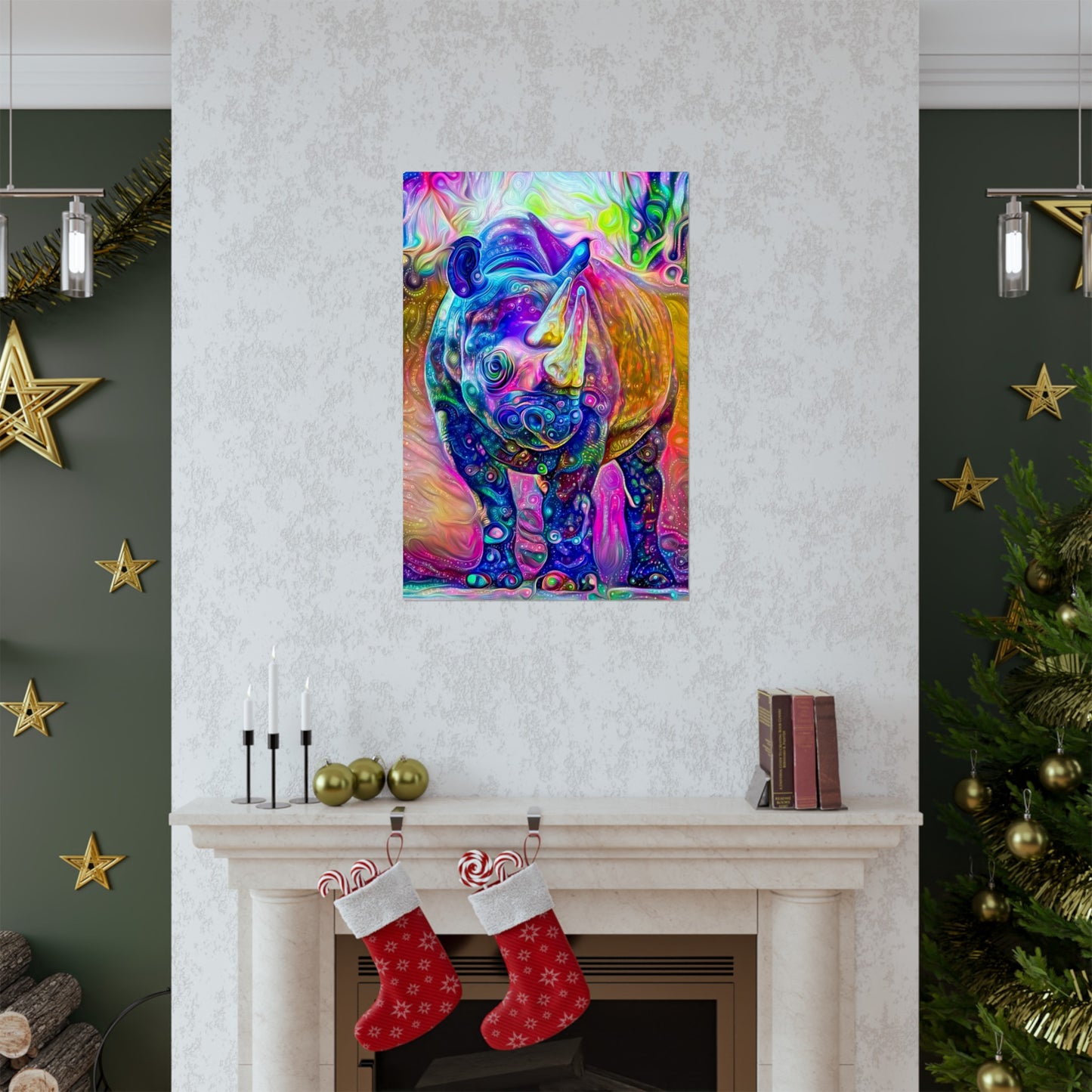 Rad Rainbow Rhino Premium Matte vertical posters