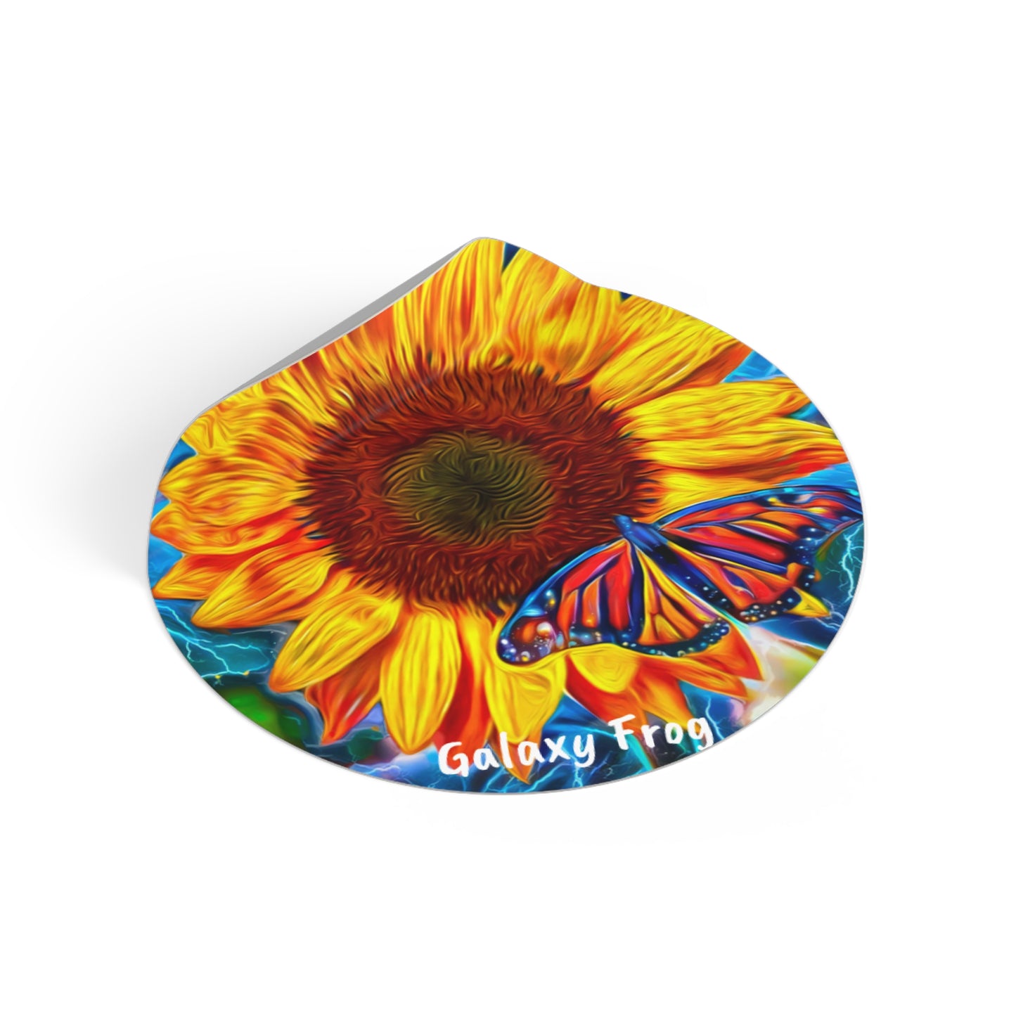 Galaxy Frog Sunflower Round Vinyl Stickers