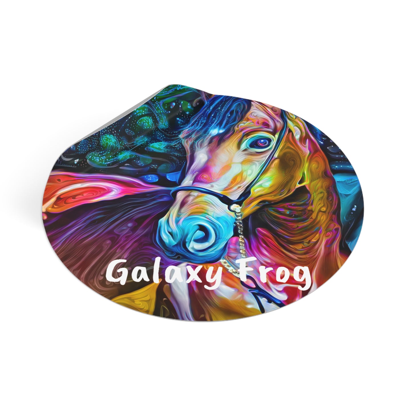 Galaxy Frog Horse 2 Round Vinyl Stickers