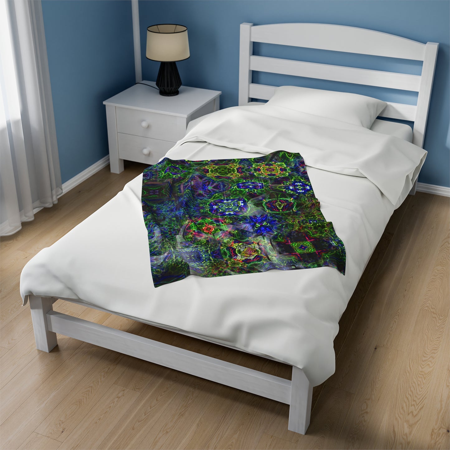 Galaxy Frog Happy and Healthy Cymagic Fractal Kaleidoscape Healing Blanket