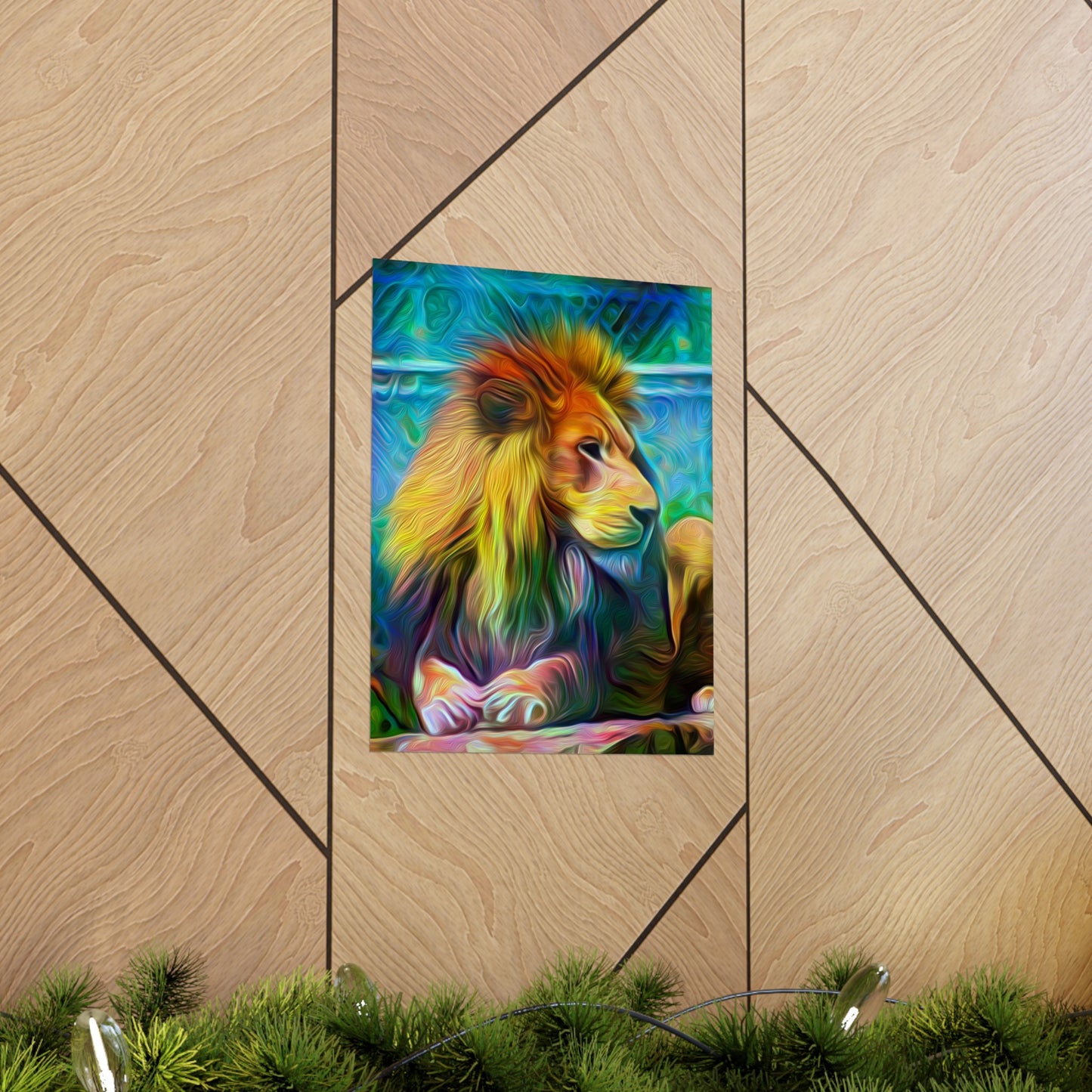 Under the Sun's Brilliant Blanket Lion Premium Matte vertical posters