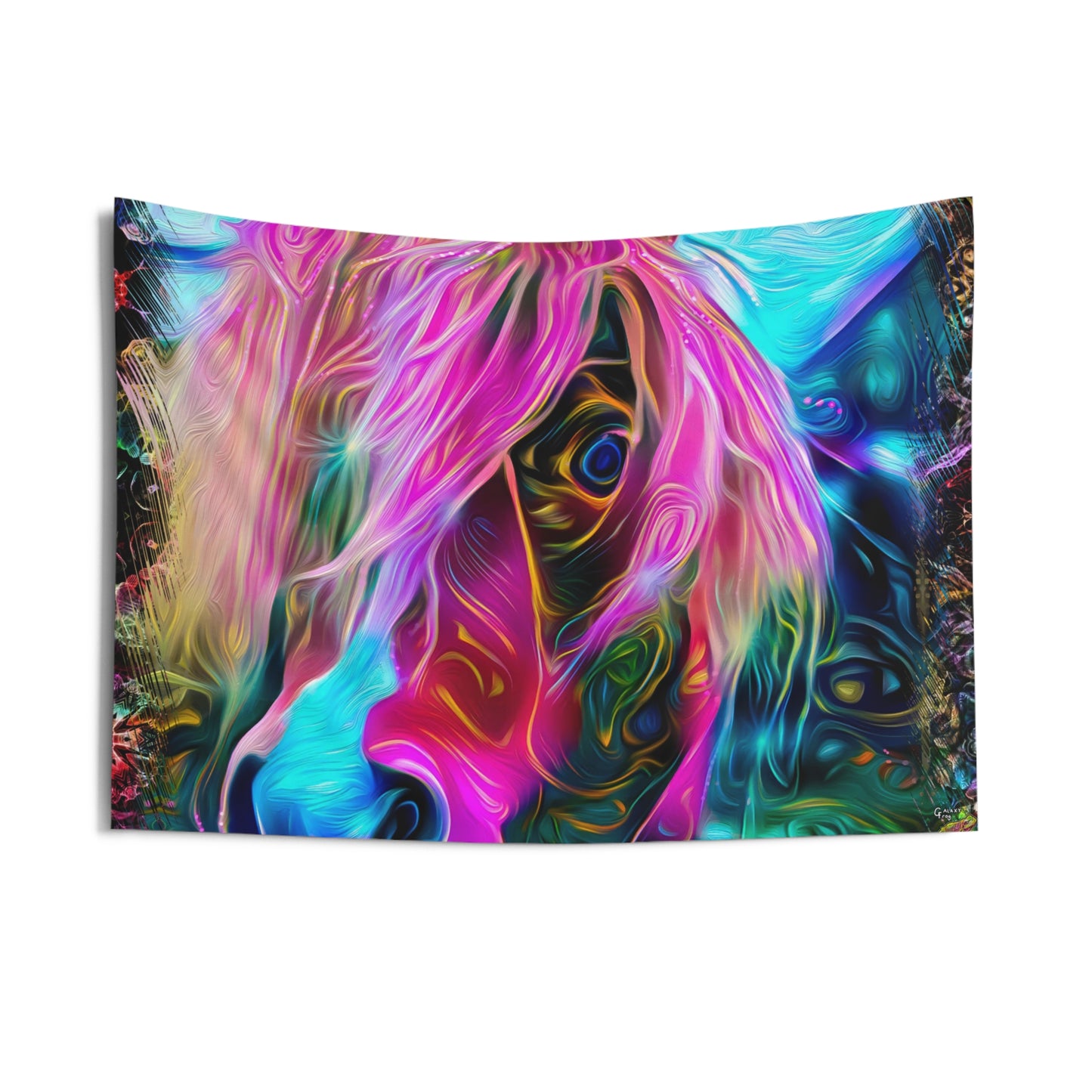 Galaxy Frog Psychedelic horse fractal cymatics indoor Wall Tapestries