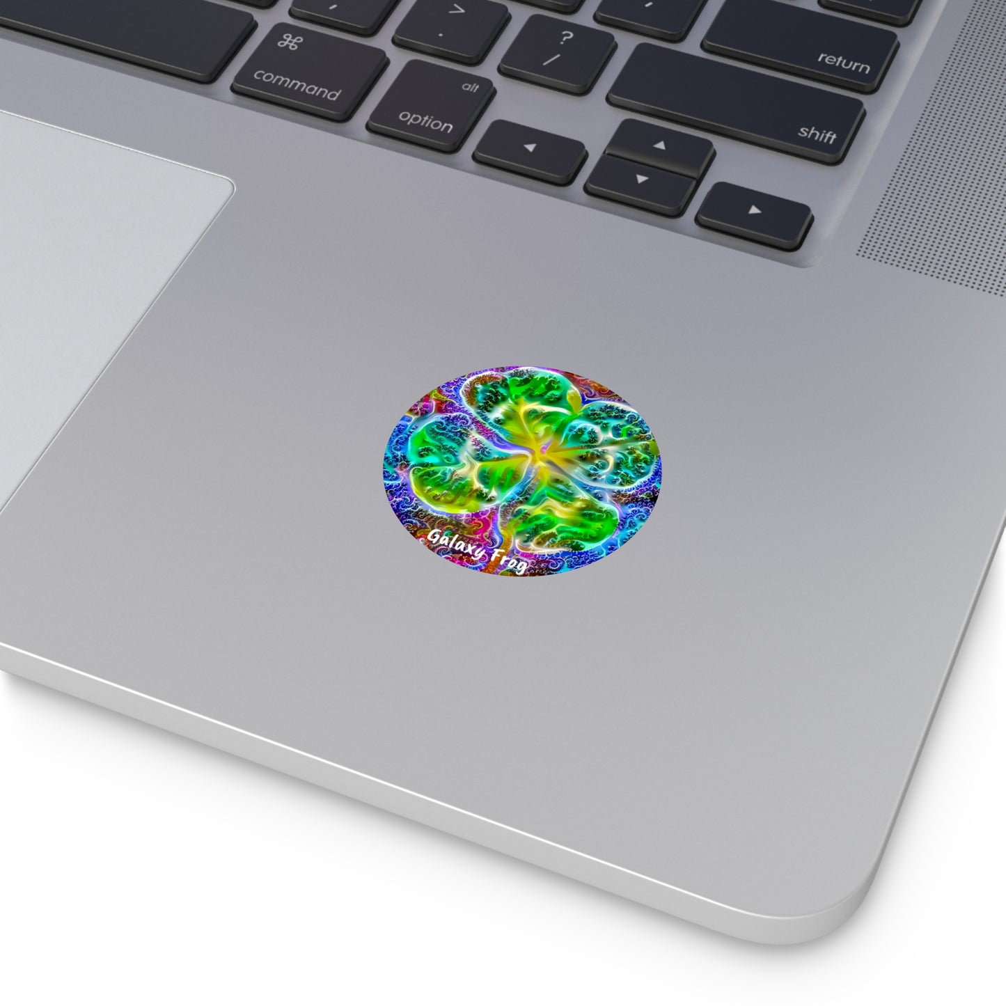 Galaxy Frog Clover Round Vinyl Stickers