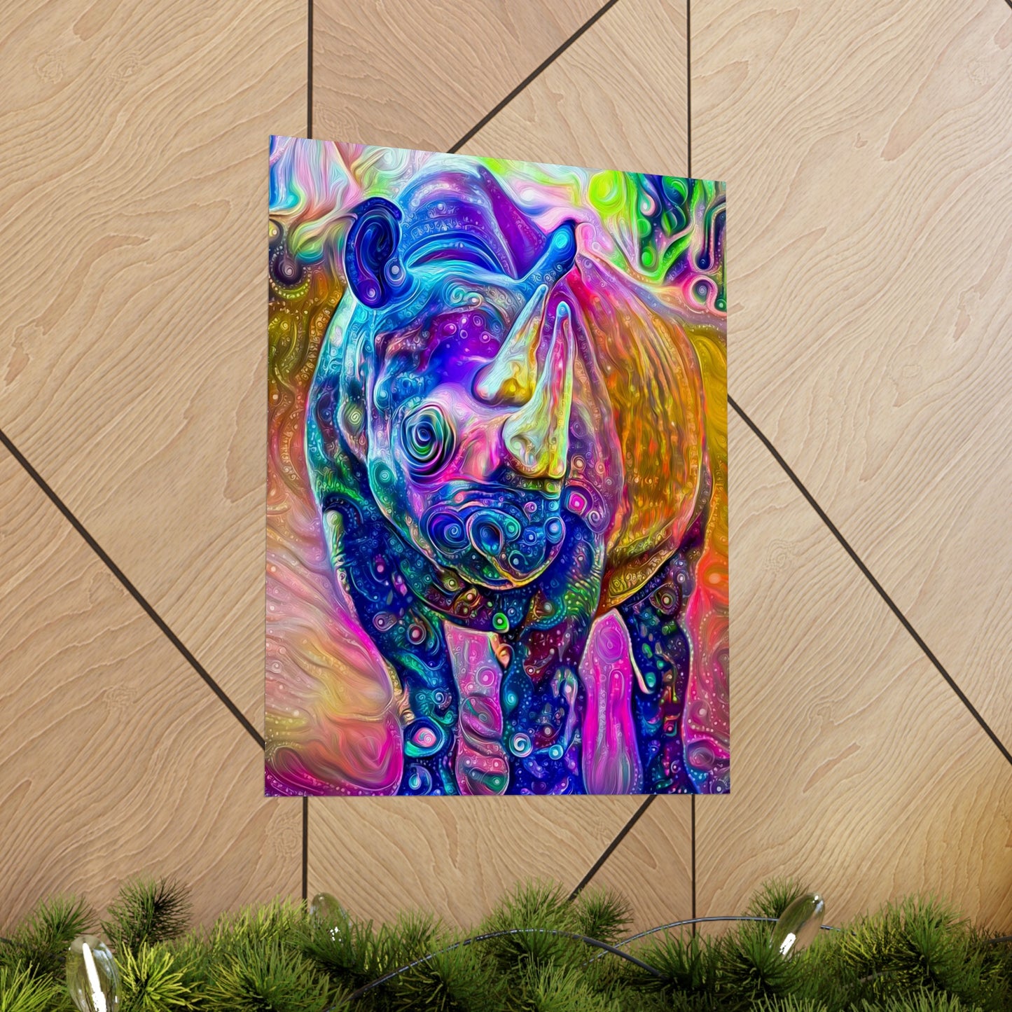 Rad Rainbow Rhino Premium Matte vertical posters