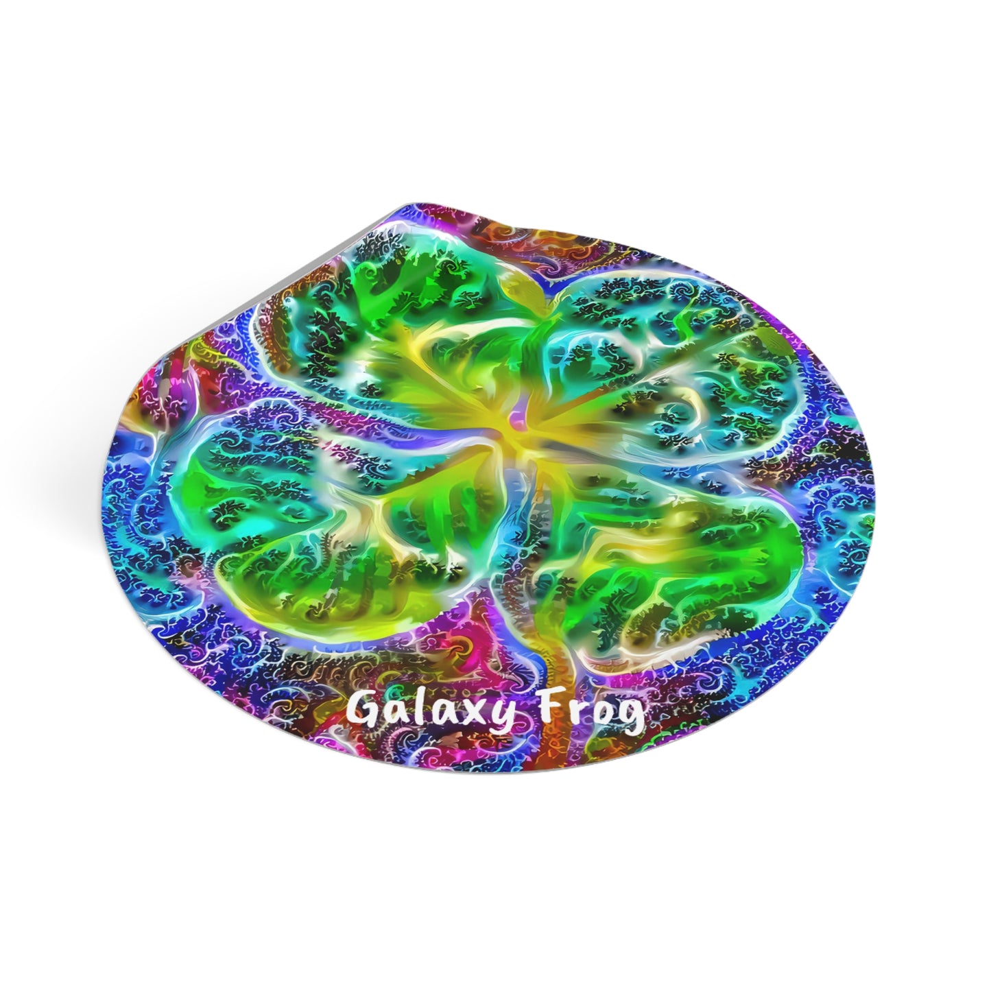 Galaxy Frog Clover Round Vinyl Stickers