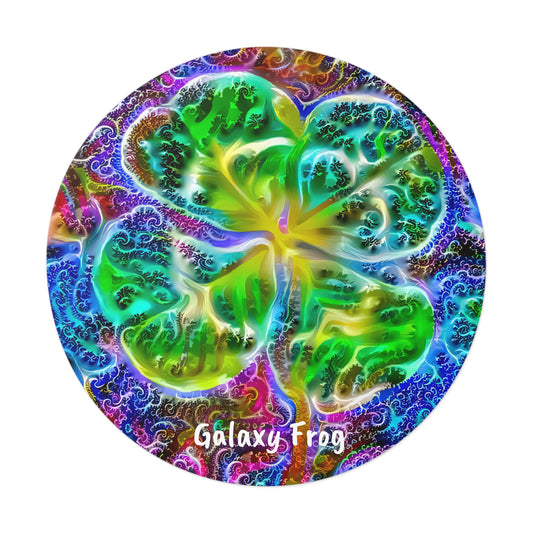 Galaxy Frog Clover Round Vinyl Stickers