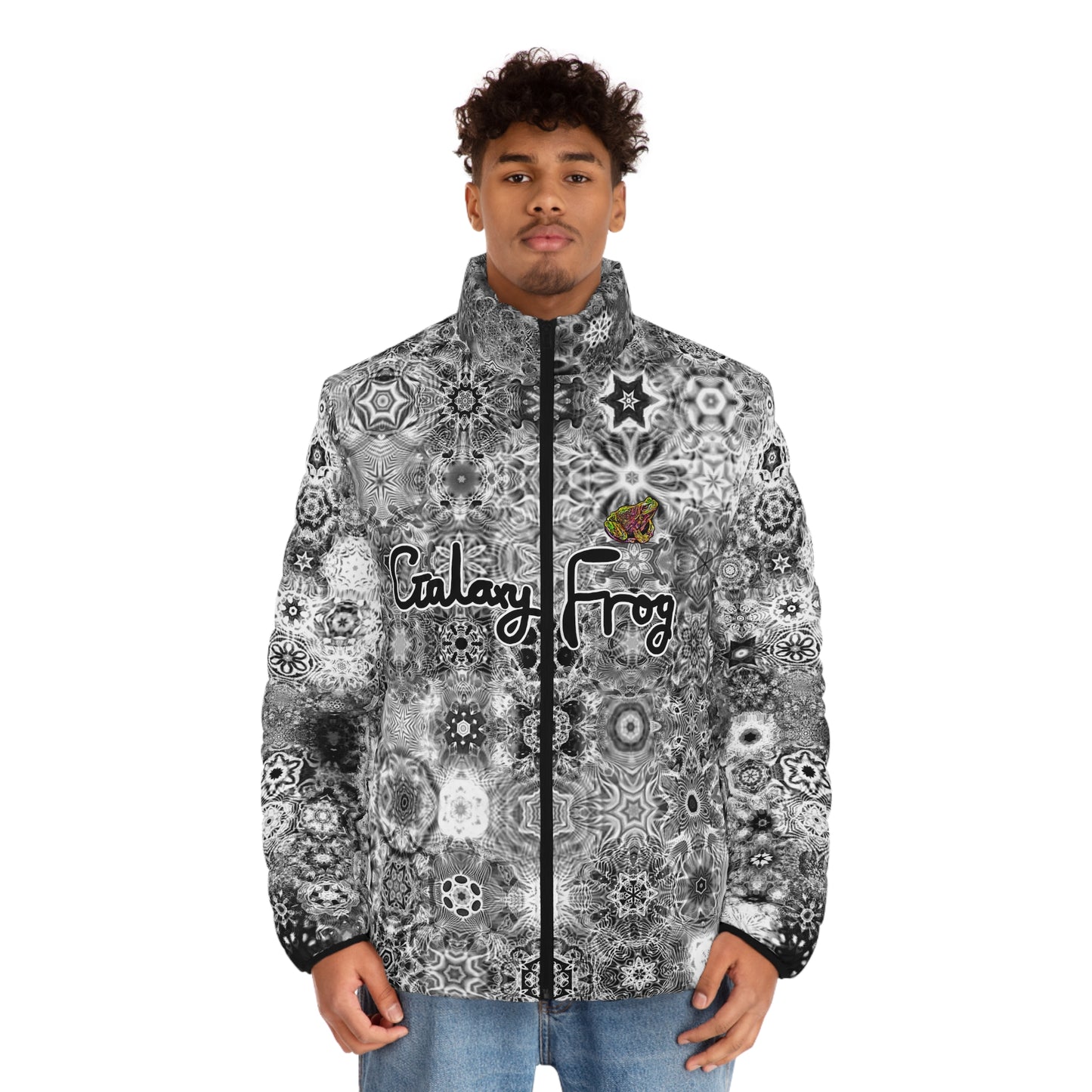 Galaxy Frog Cymatics Men's Puffer Jacket (AOP) 0001