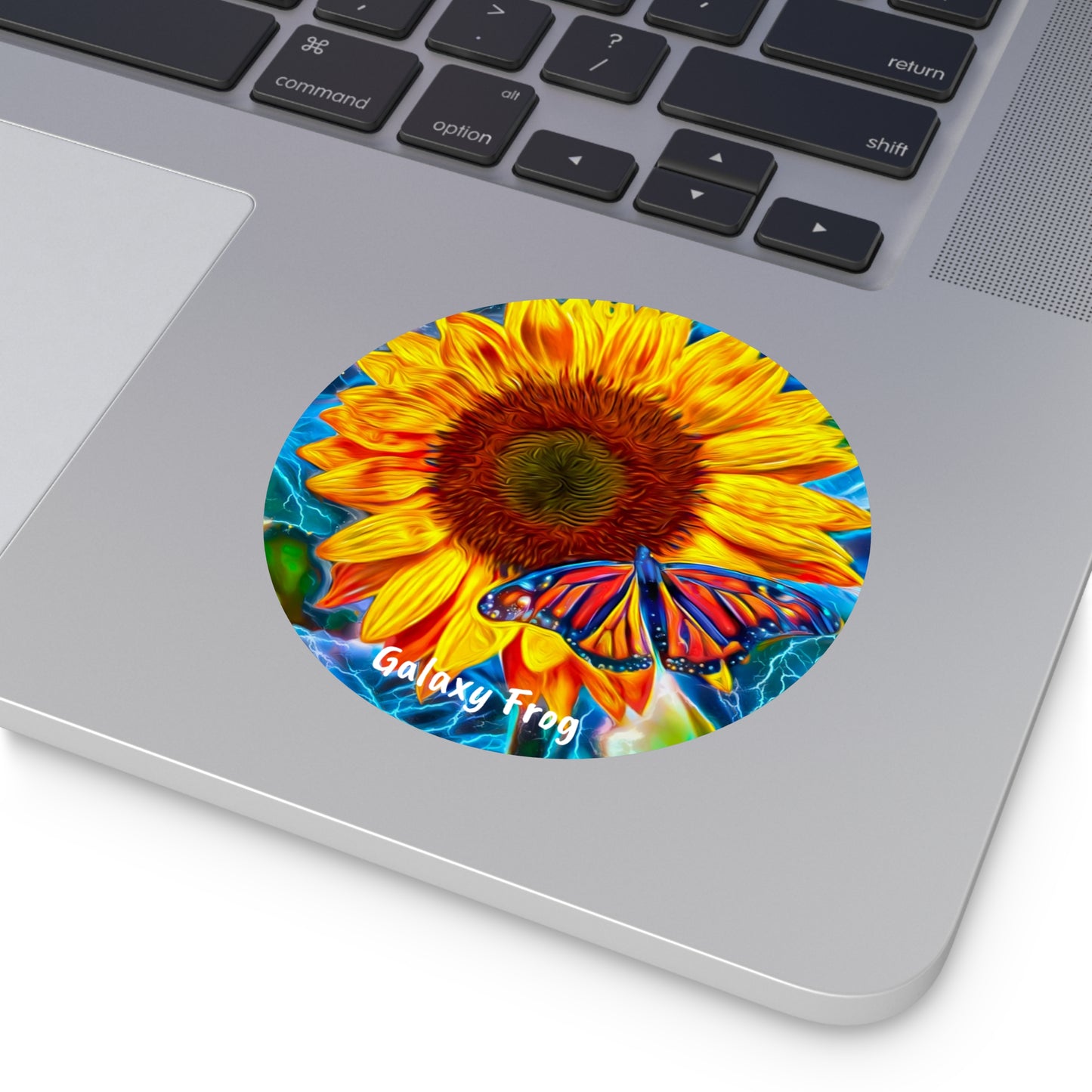 Galaxy Frog Sunflower Round Vinyl Stickers