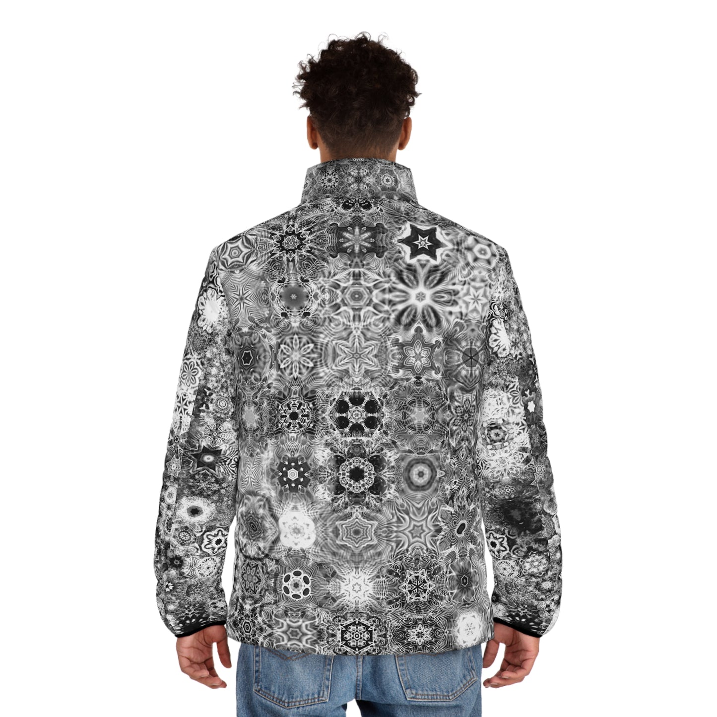 Galaxy Frog Cymatics Men's Puffer Jacket (AOP) 0001