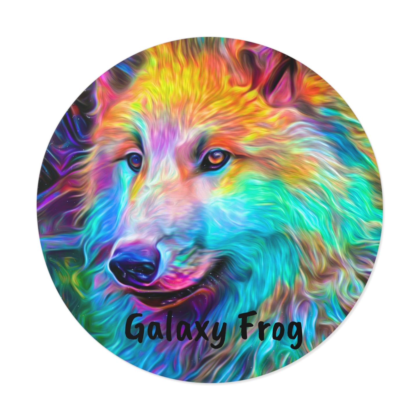 Galaxy Frog Wolf Round Vinyl Stickers