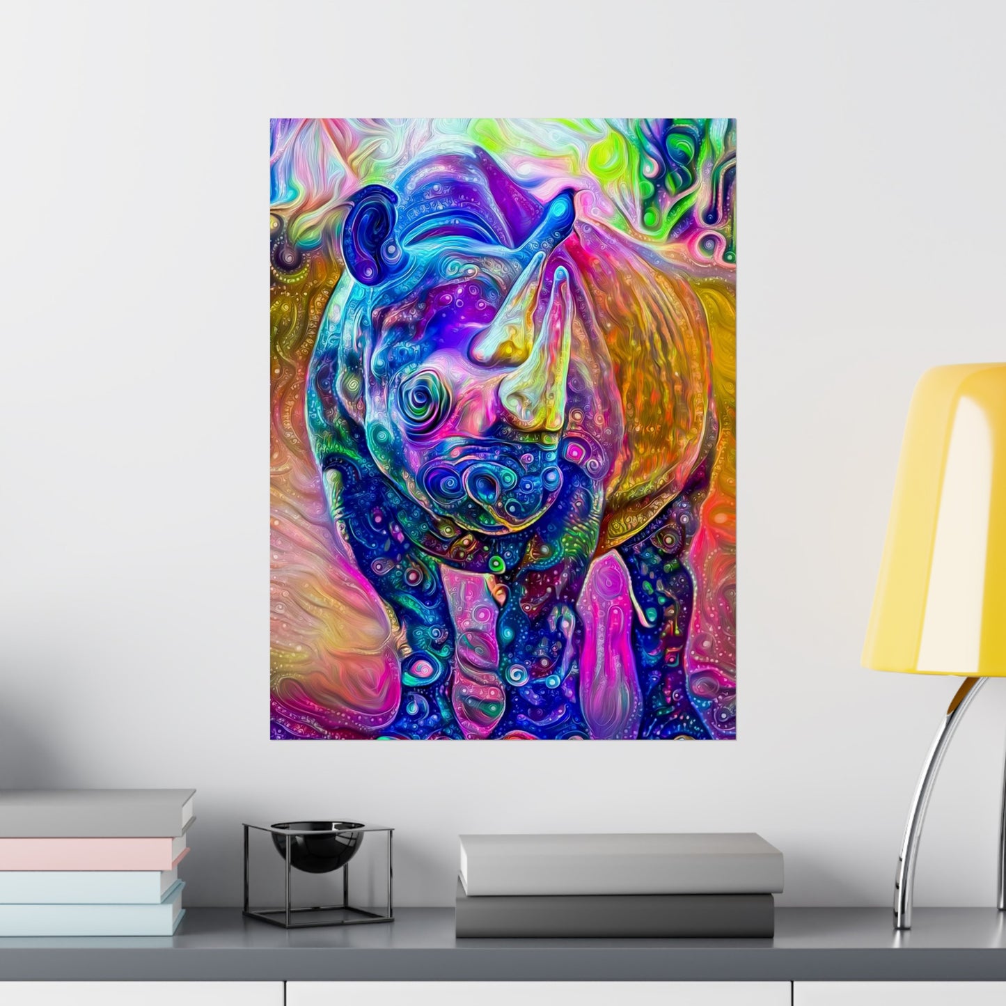 Rad Rainbow Rhino Premium Matte vertical posters