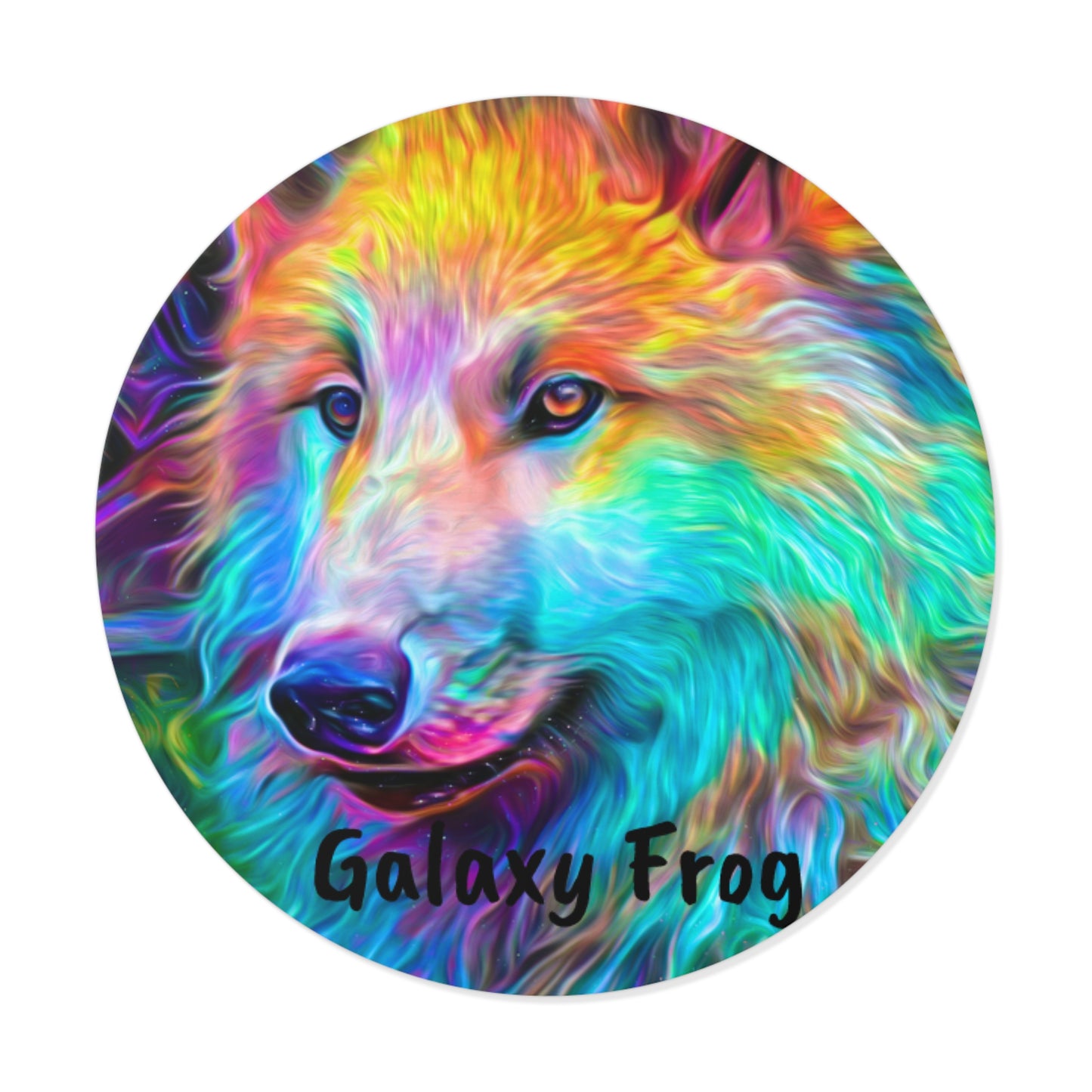 Galaxy Frog Wolf Round Vinyl Stickers