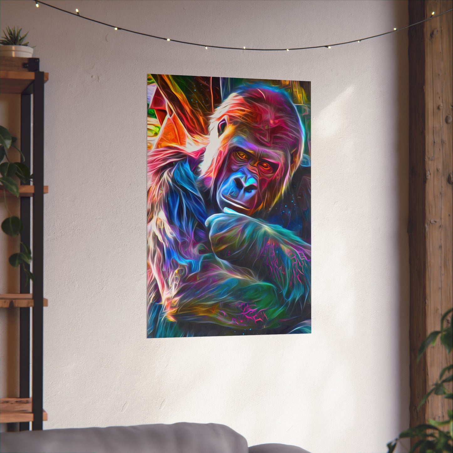 Neon Sunset Gorilla Premium Matte vertical posters