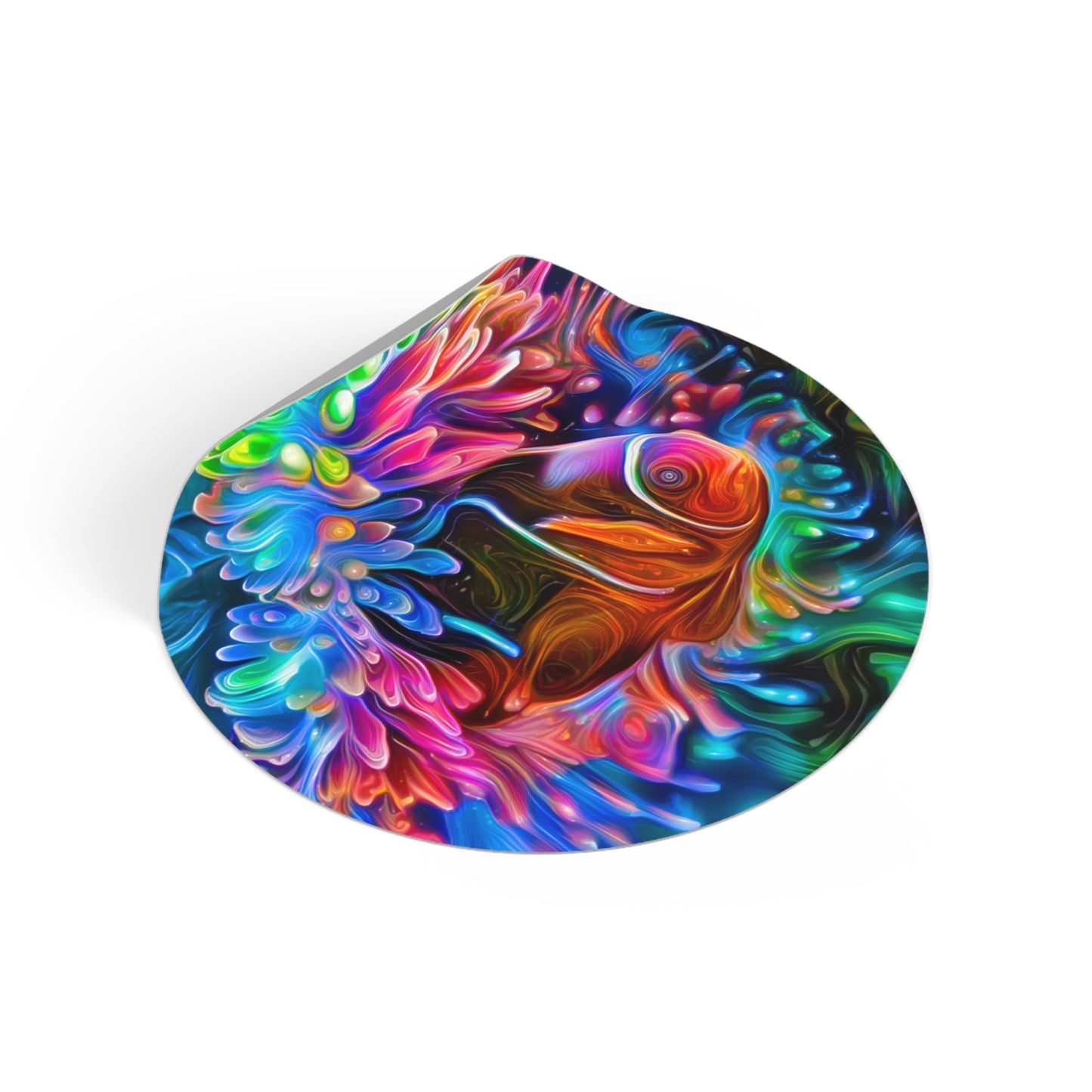 Galaxy Frog Guppy Round Vinyl Stickers