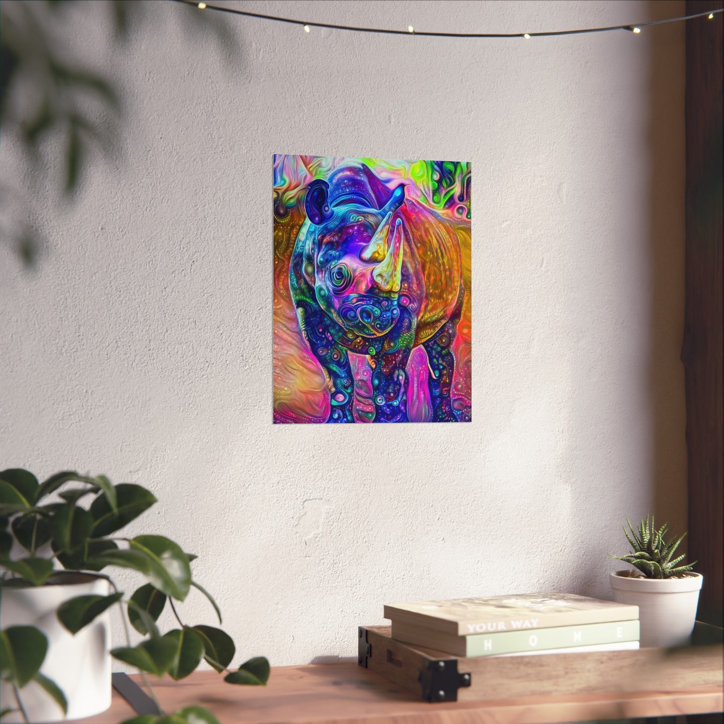 Rad Rainbow Rhino Premium Matte vertical posters