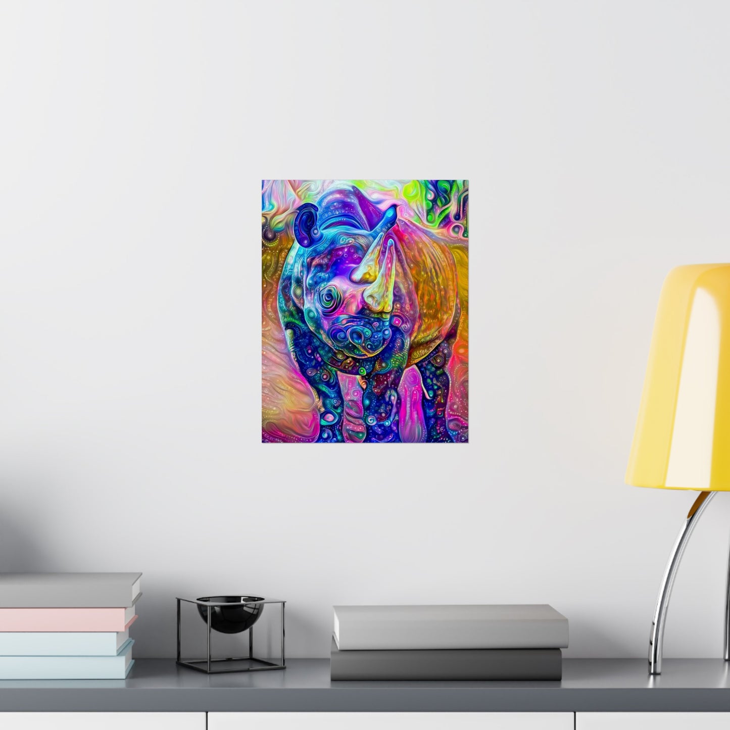 Rad Rainbow Rhino Premium Matte vertical posters