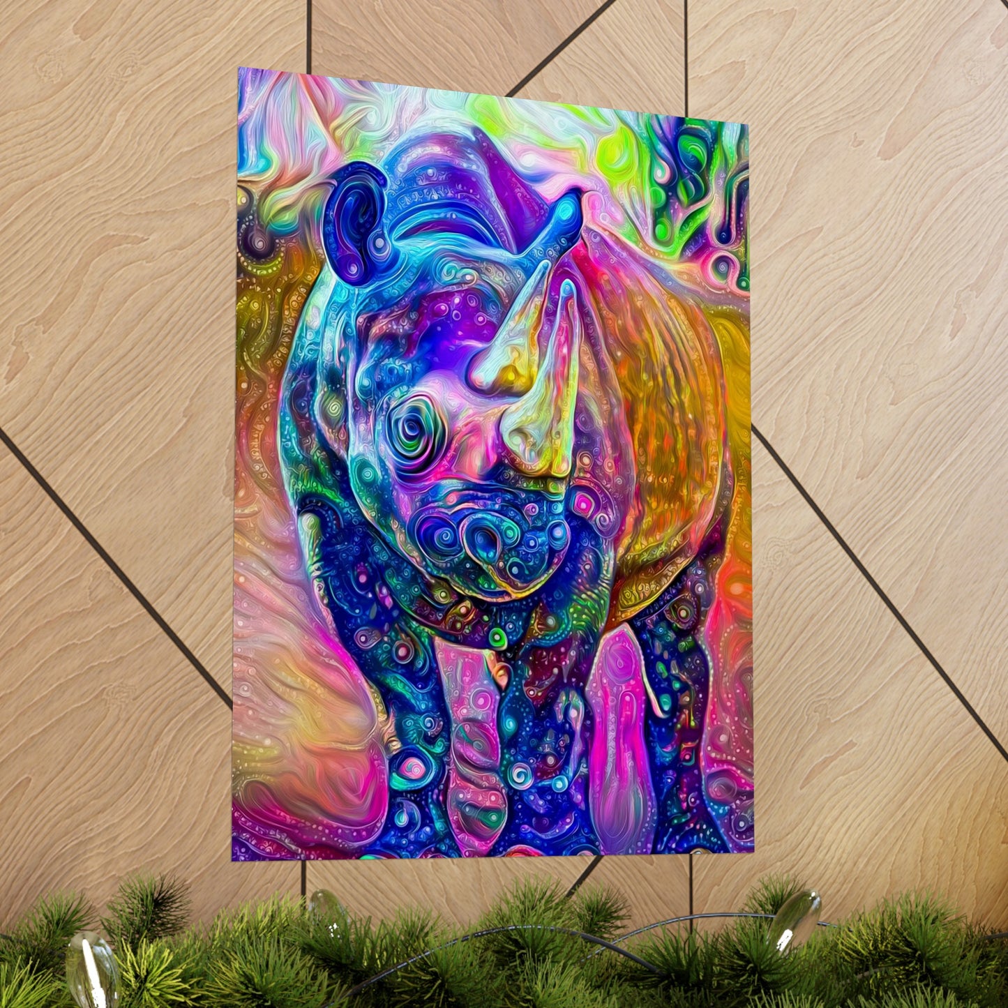 Rad Rainbow Rhino Premium Matte vertical posters