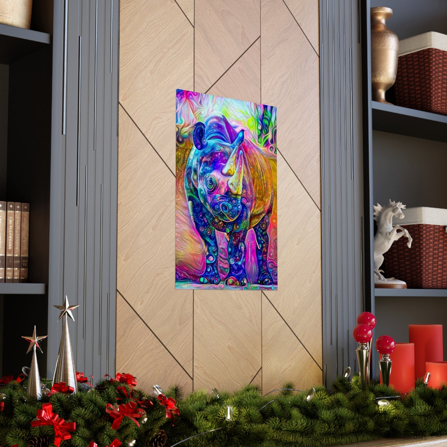 Rad Rainbow Rhino Premium Matte vertical posters