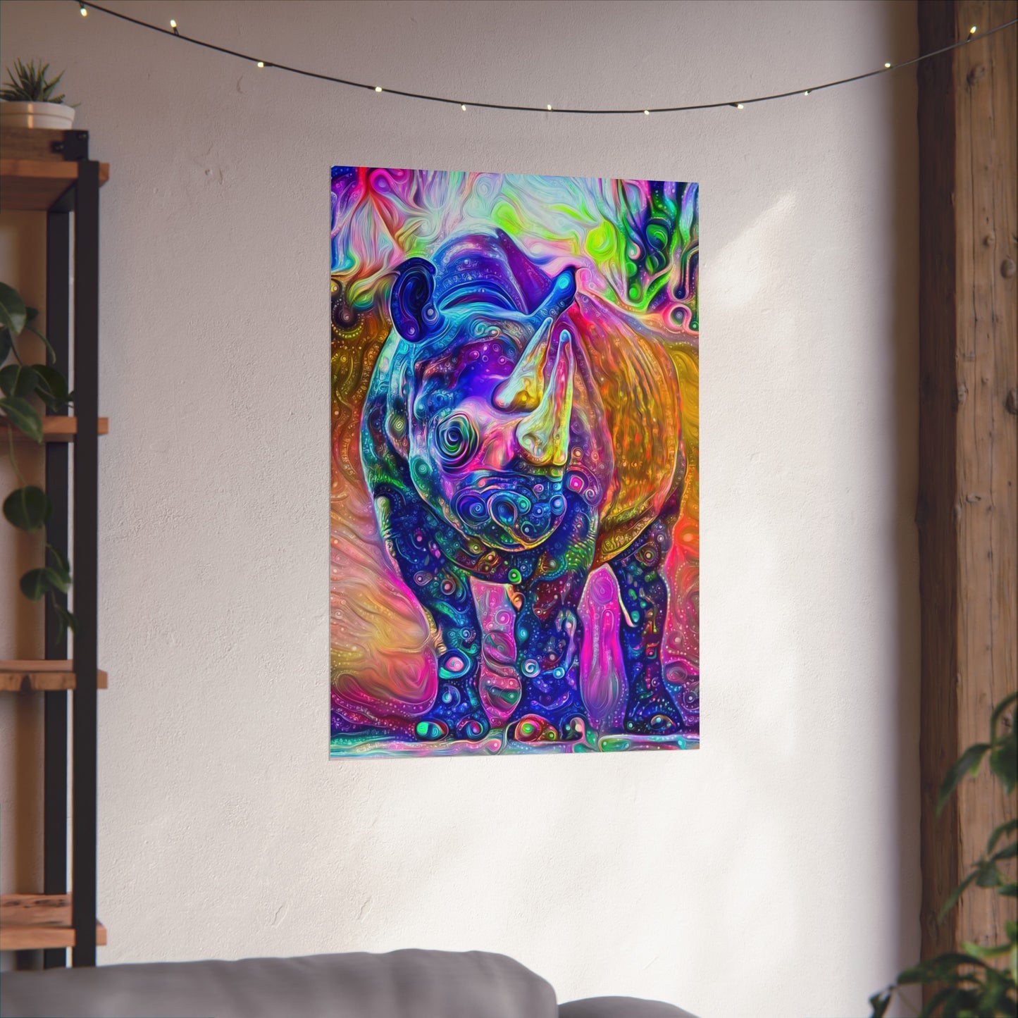 Rad Rainbow Rhino Premium Matte vertical posters