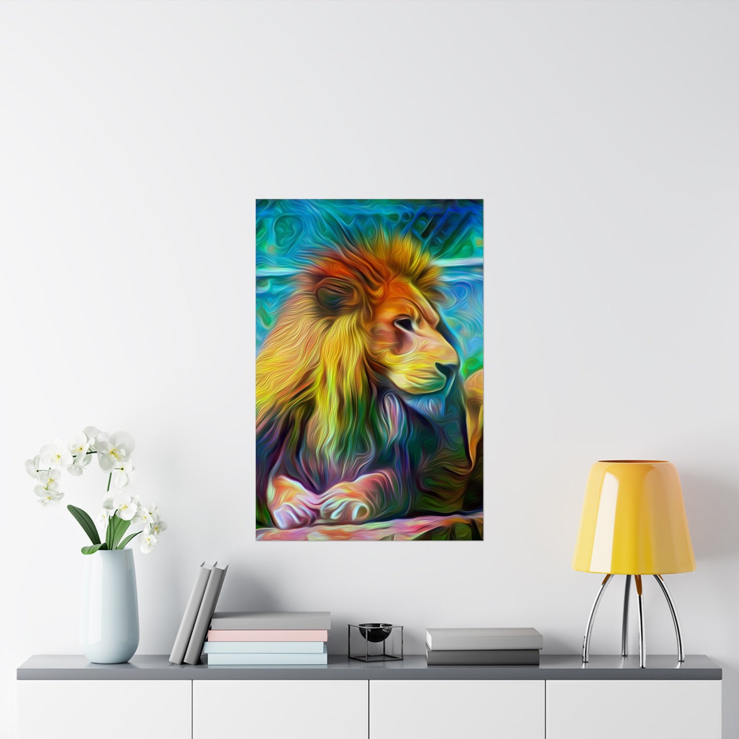 Under the Sun's Brilliant Blanket Lion Premium Matte vertical posters