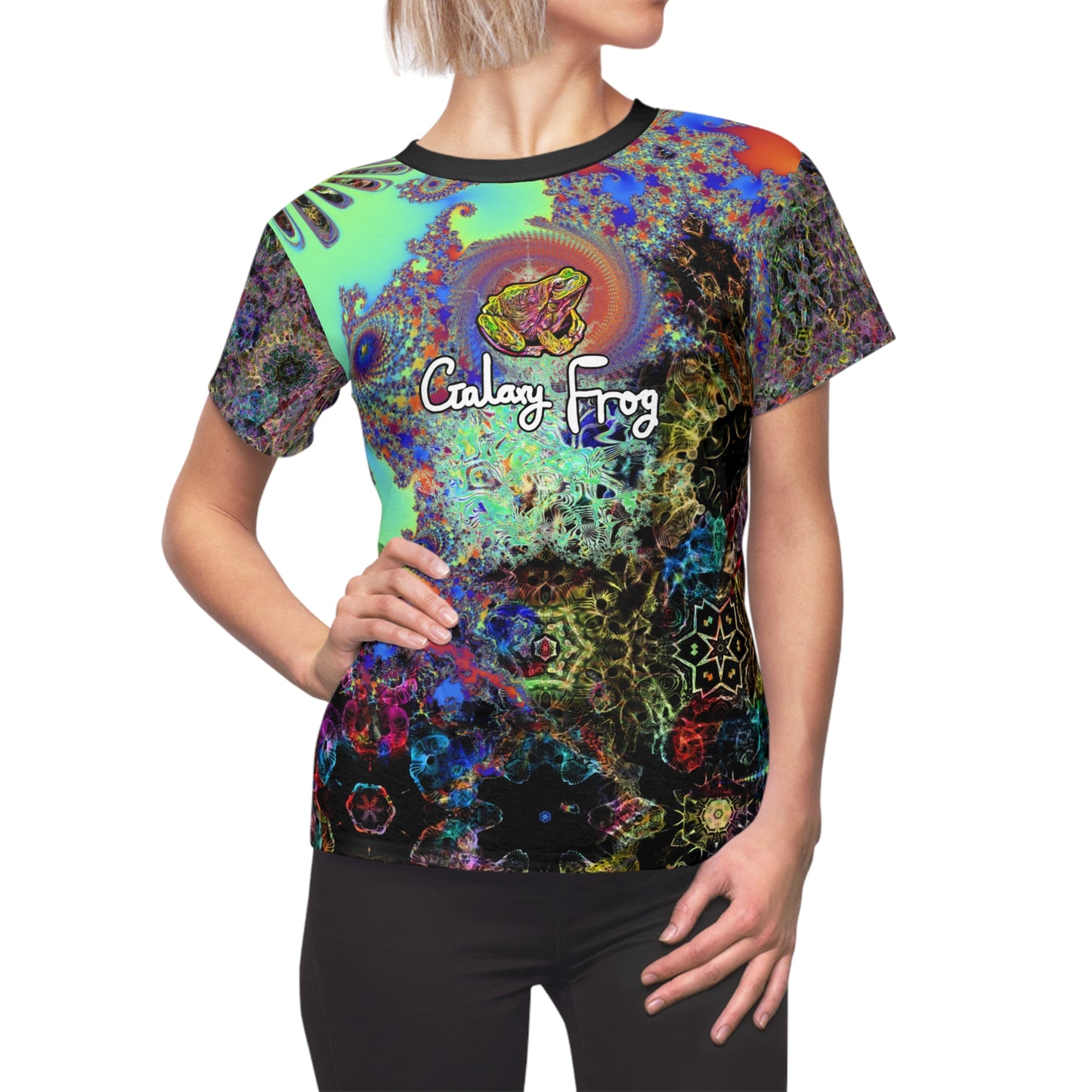 Galaxy Frog Women's psychedelic horse art and fractal Cymatics AOP Cut & Sew Tee