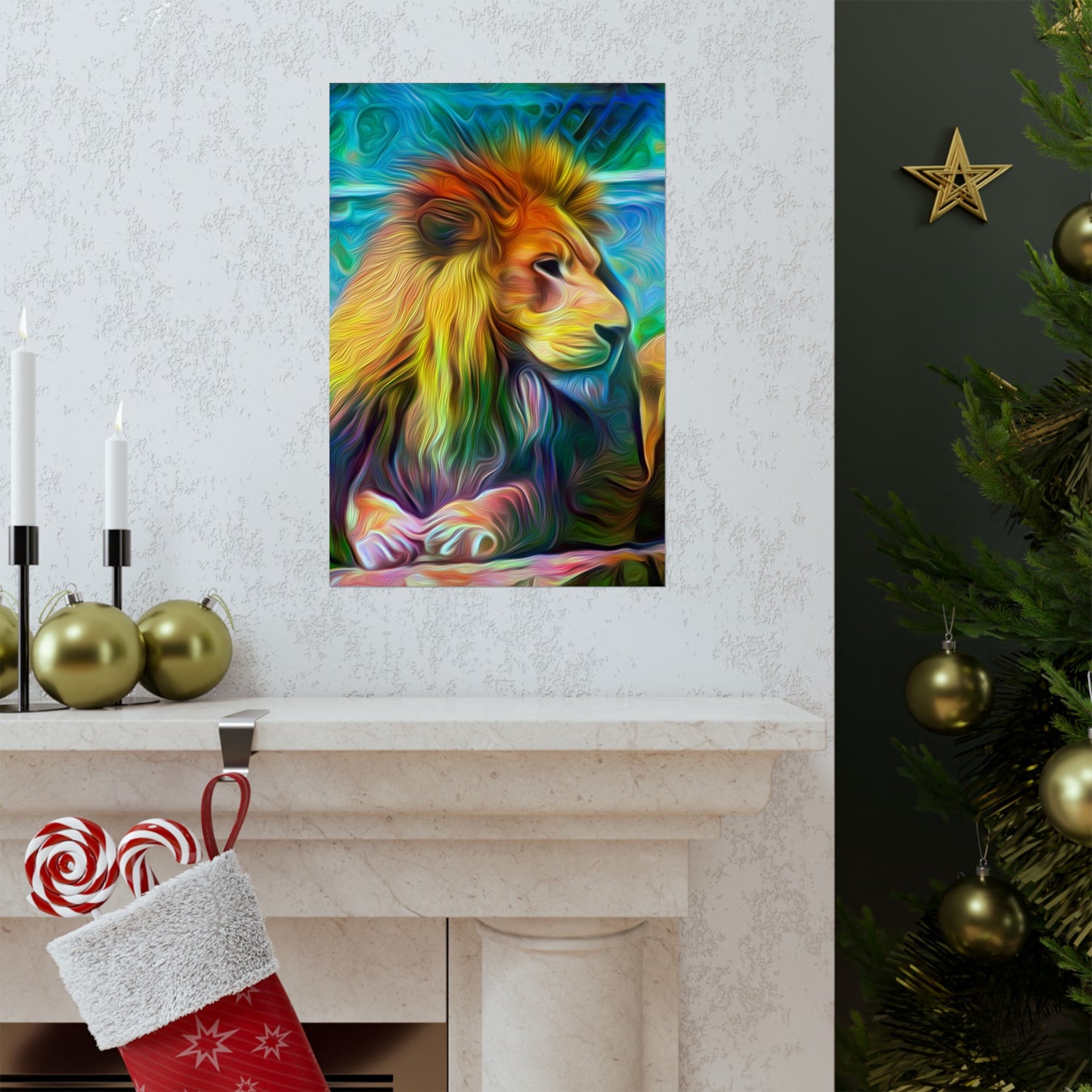 Under the Sun's Brilliant Blanket Lion Premium Matte vertical posters